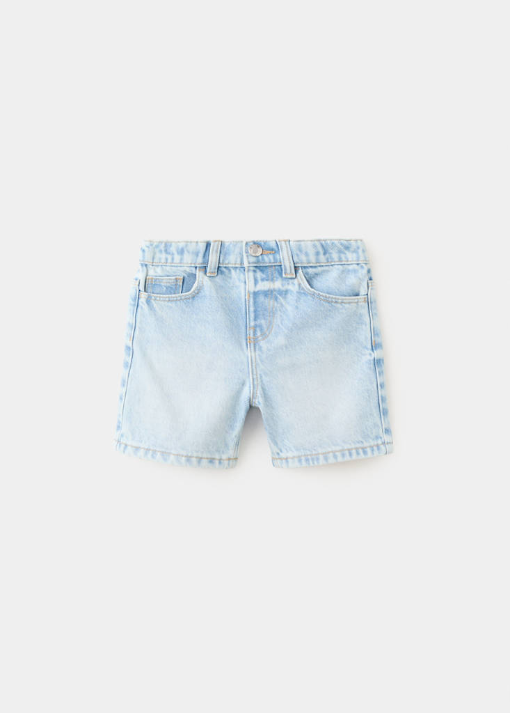 Straight-fit denim bermuda shorts — Light Blue