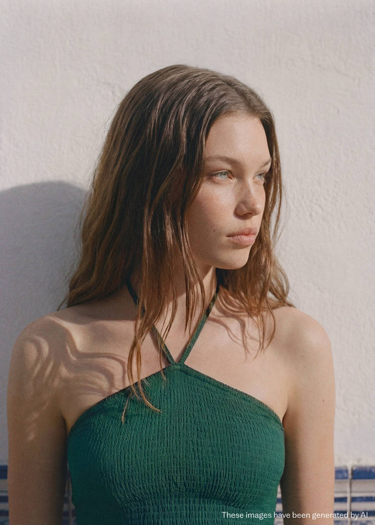 Halter panel dress — Green