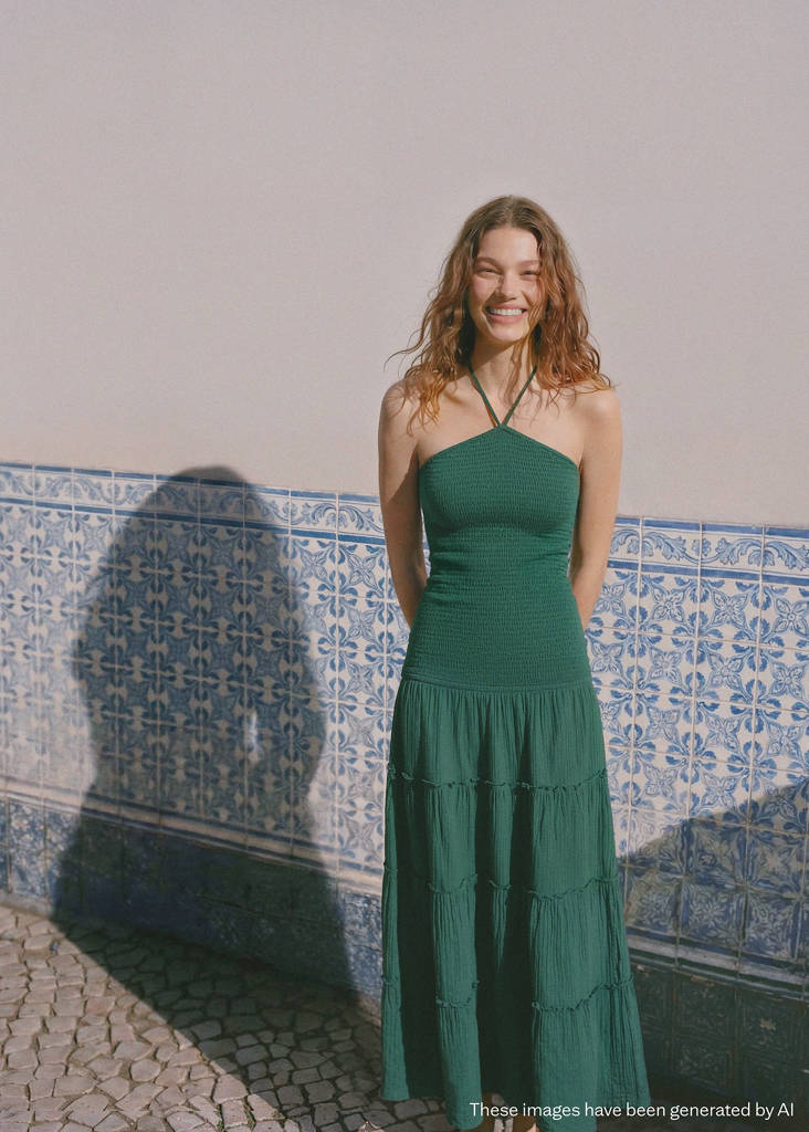 Halter panel dress — Green