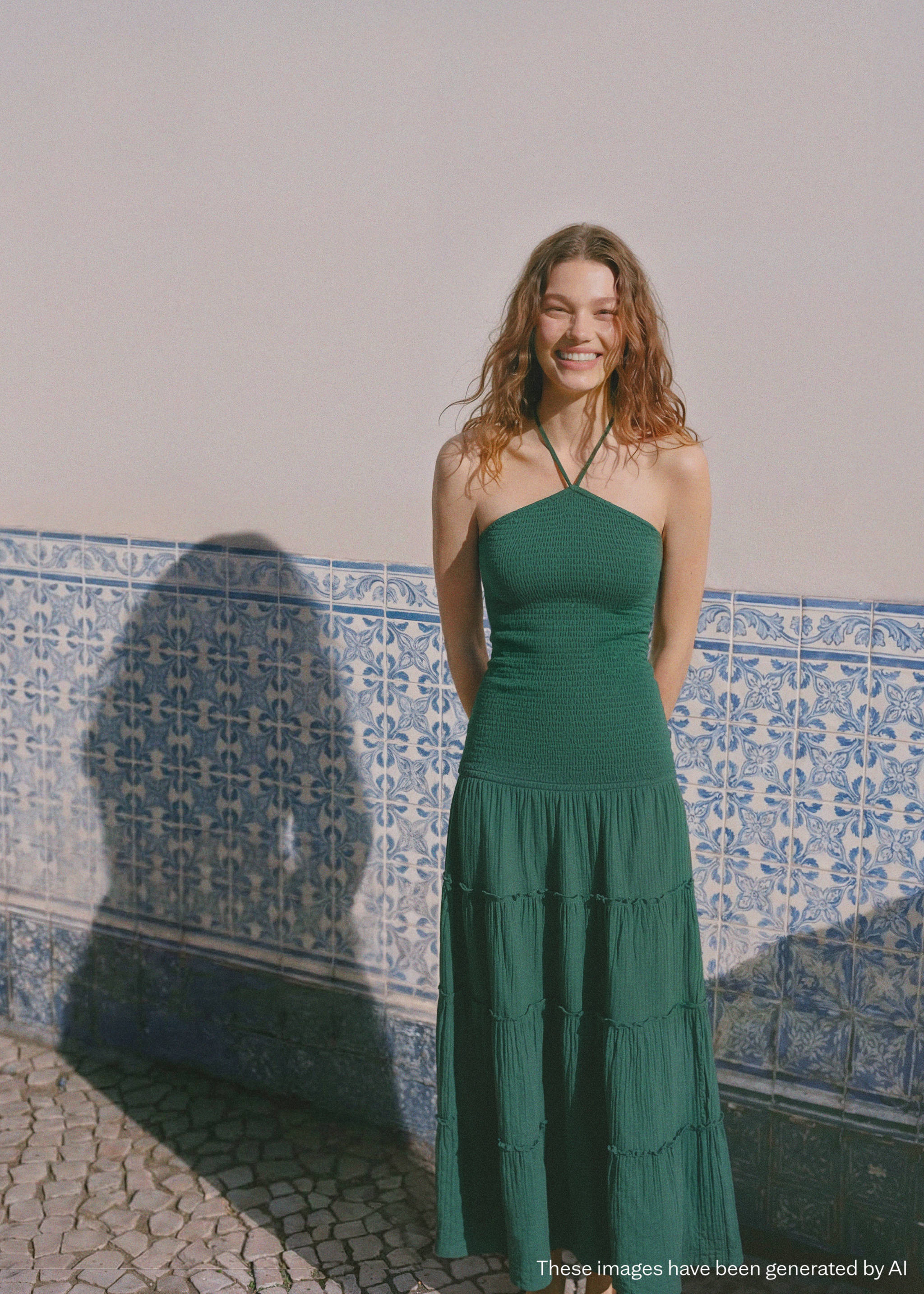 فستان هالتر بألواح - تفاصيل المنتج 2, أخضر. Ref: 27026737-00.