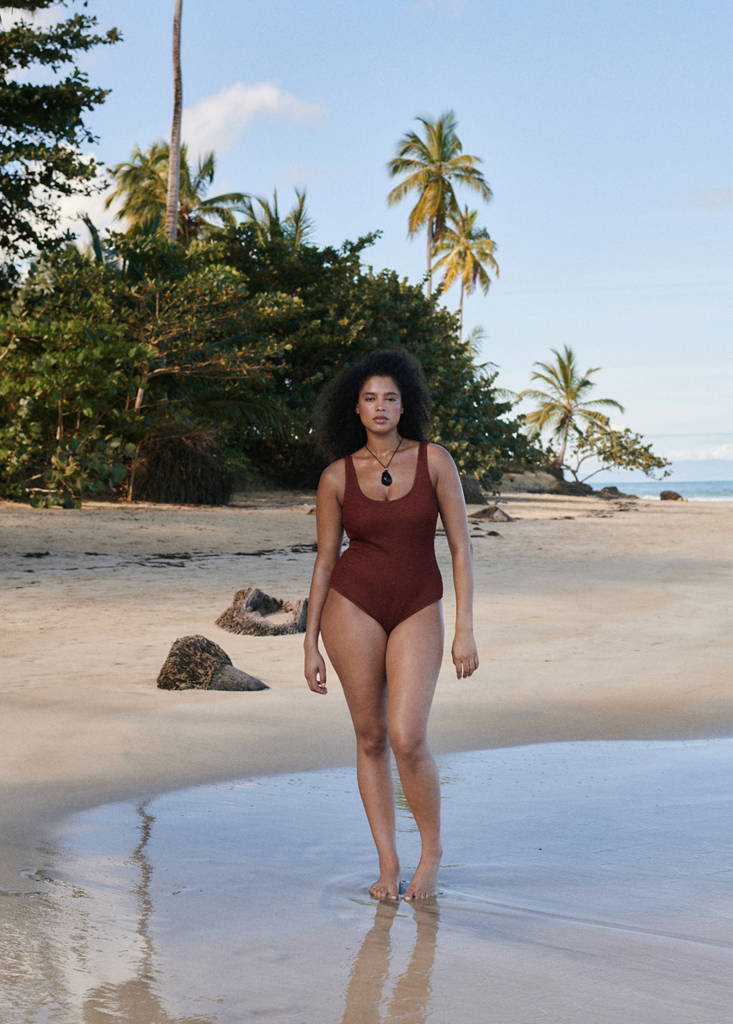 Textured swimsuit — Russet