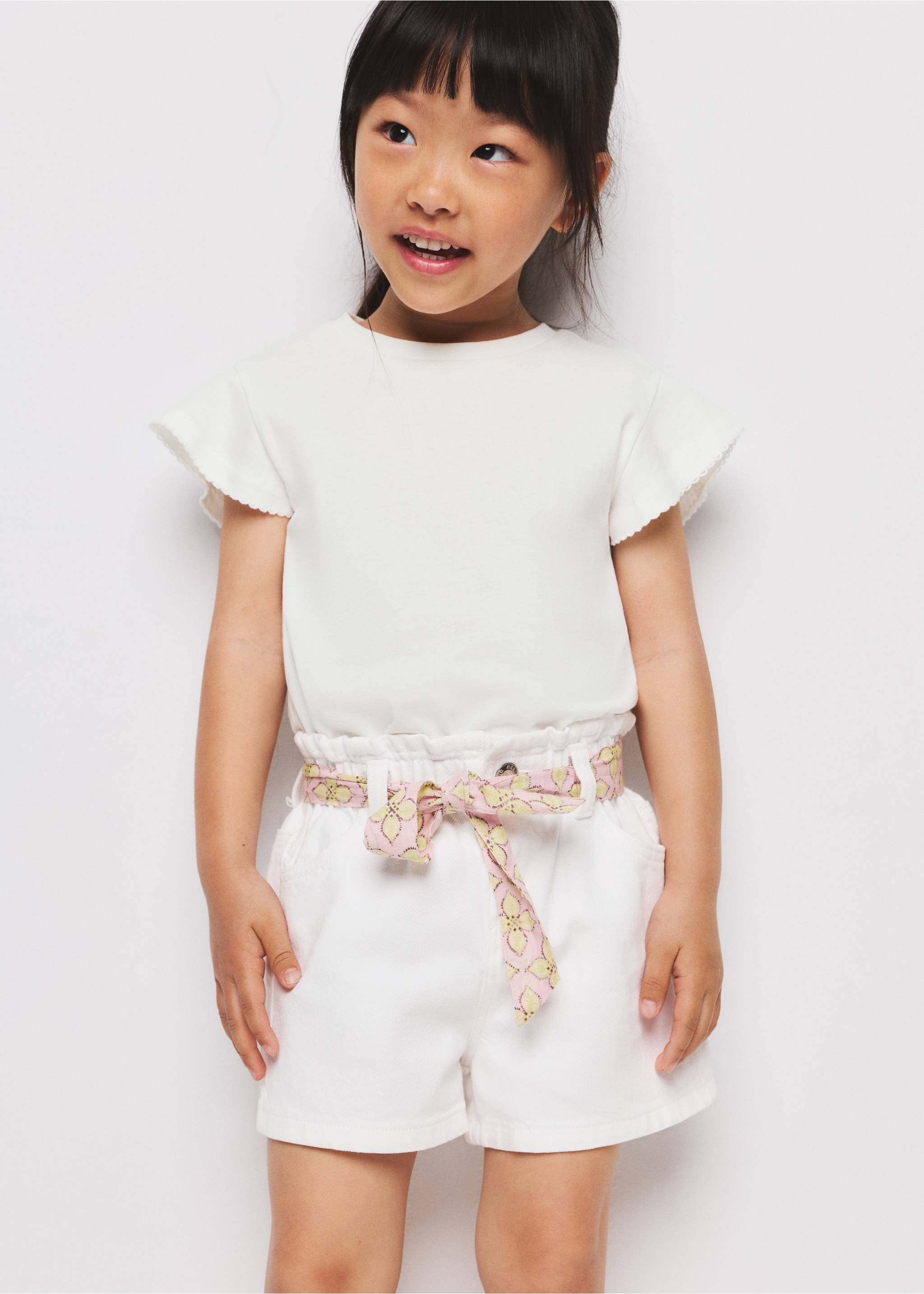 Denim shorts with bandana detail - General plane, White. Ref: 27026739-00.