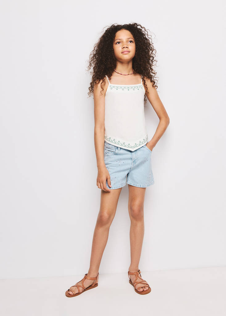 Strass denim shorts — Light Blue