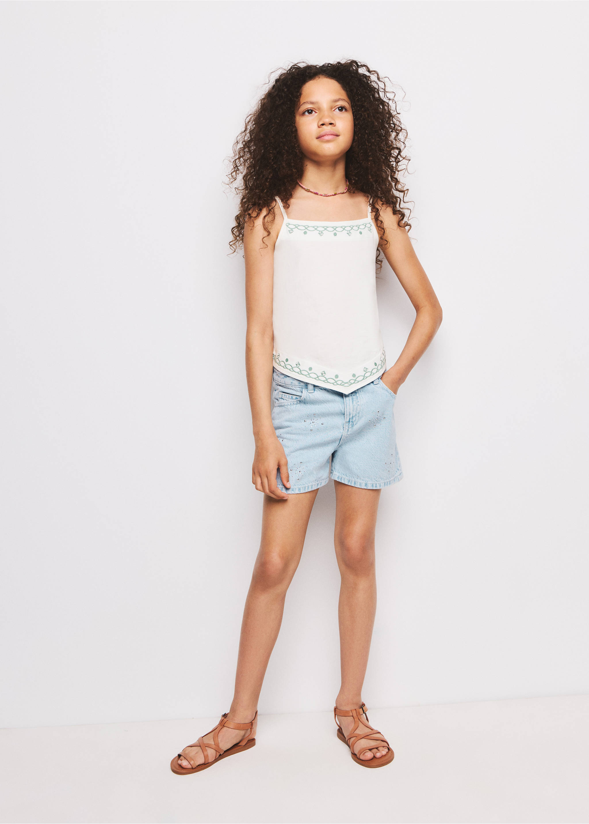 Strass denim shorts - General plane, Light Blue. Ref: 27026740-00.