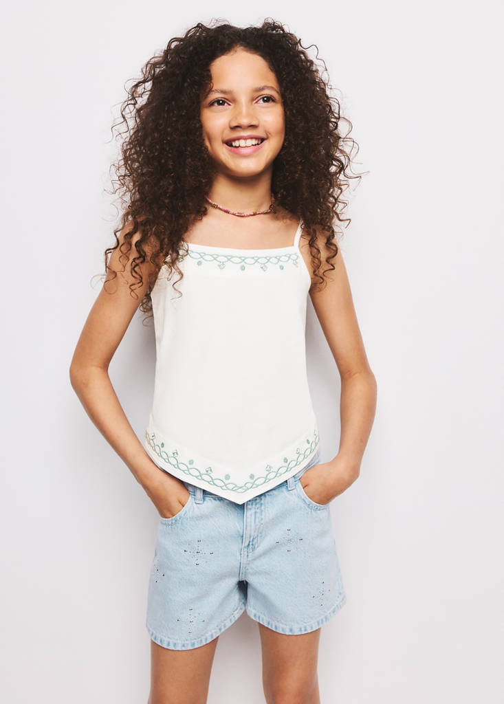 Strass denim shorts — Light Blue