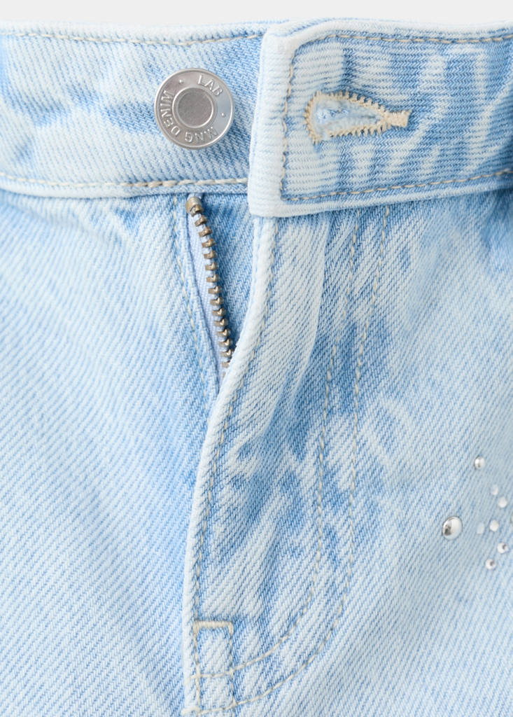 Strass denim shorts — Light Blue