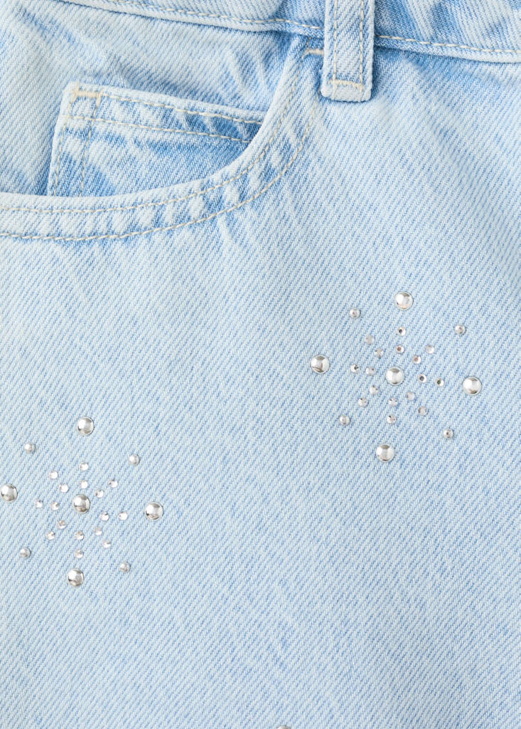 Strass denim shorts — Light Blue