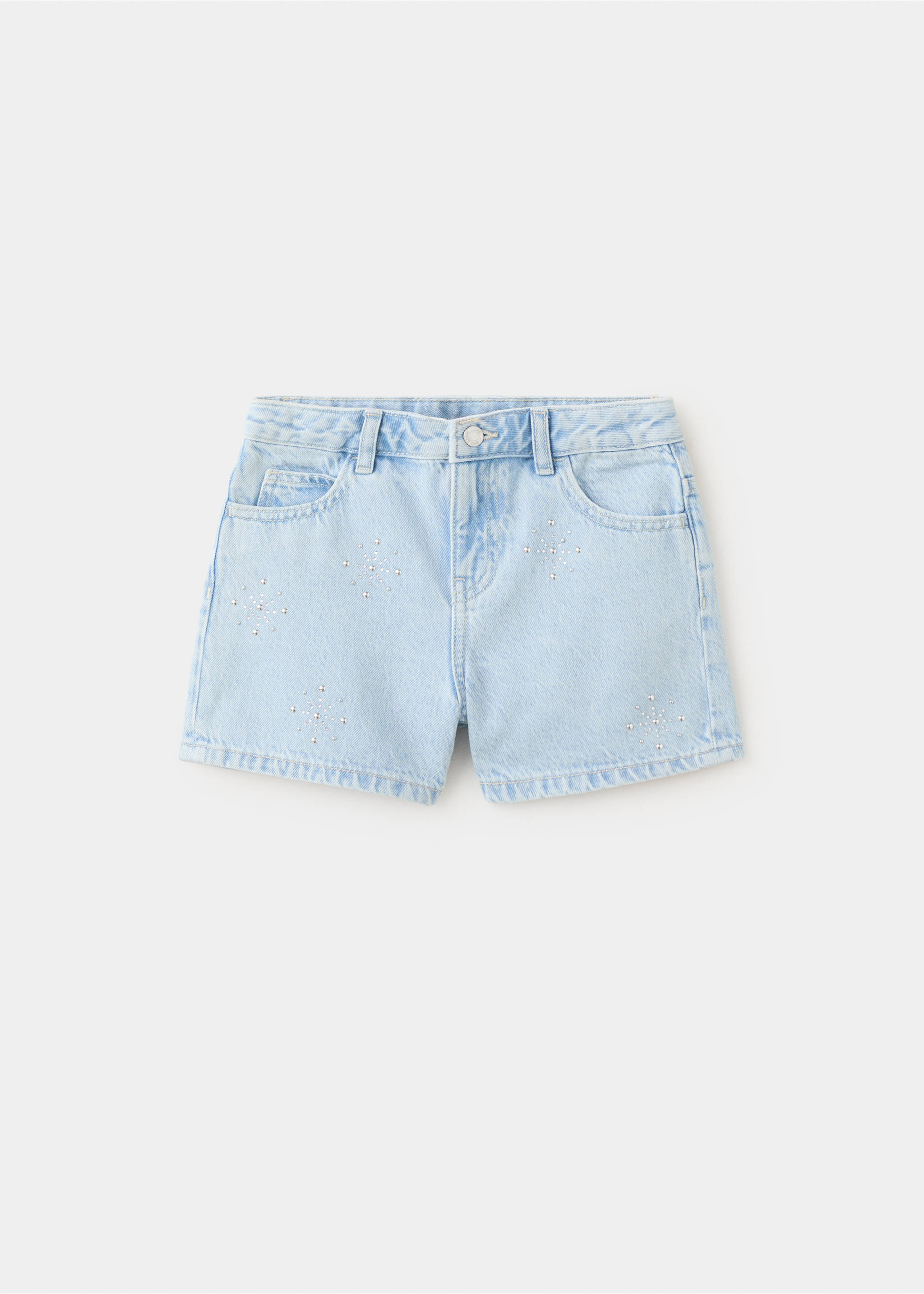 Strass denim shorts - Article without model, Light Blue. Ref: 27026740-00.