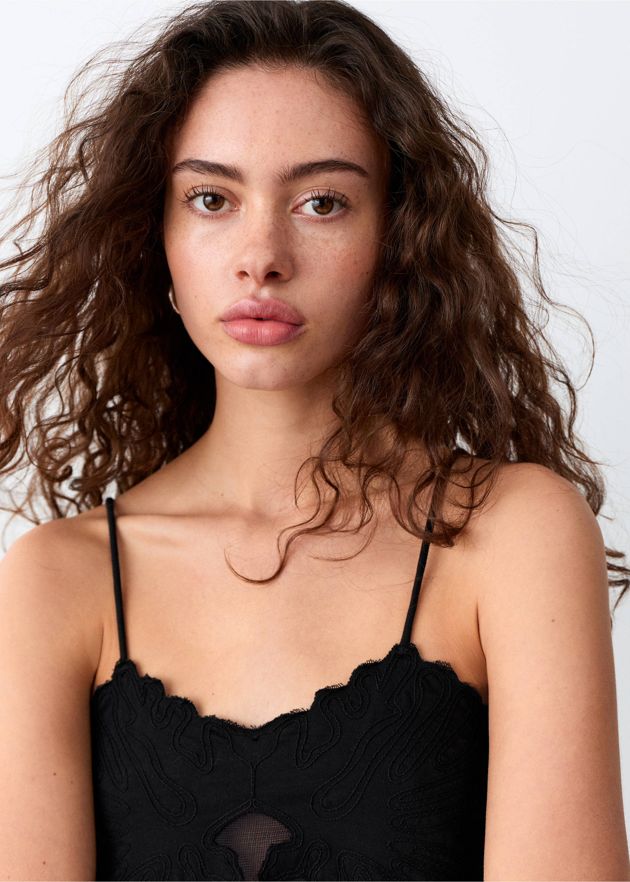 Бавовняний топ на бретелях - Детальніше про товар 1, Чорний. Ref: 27026742-00.