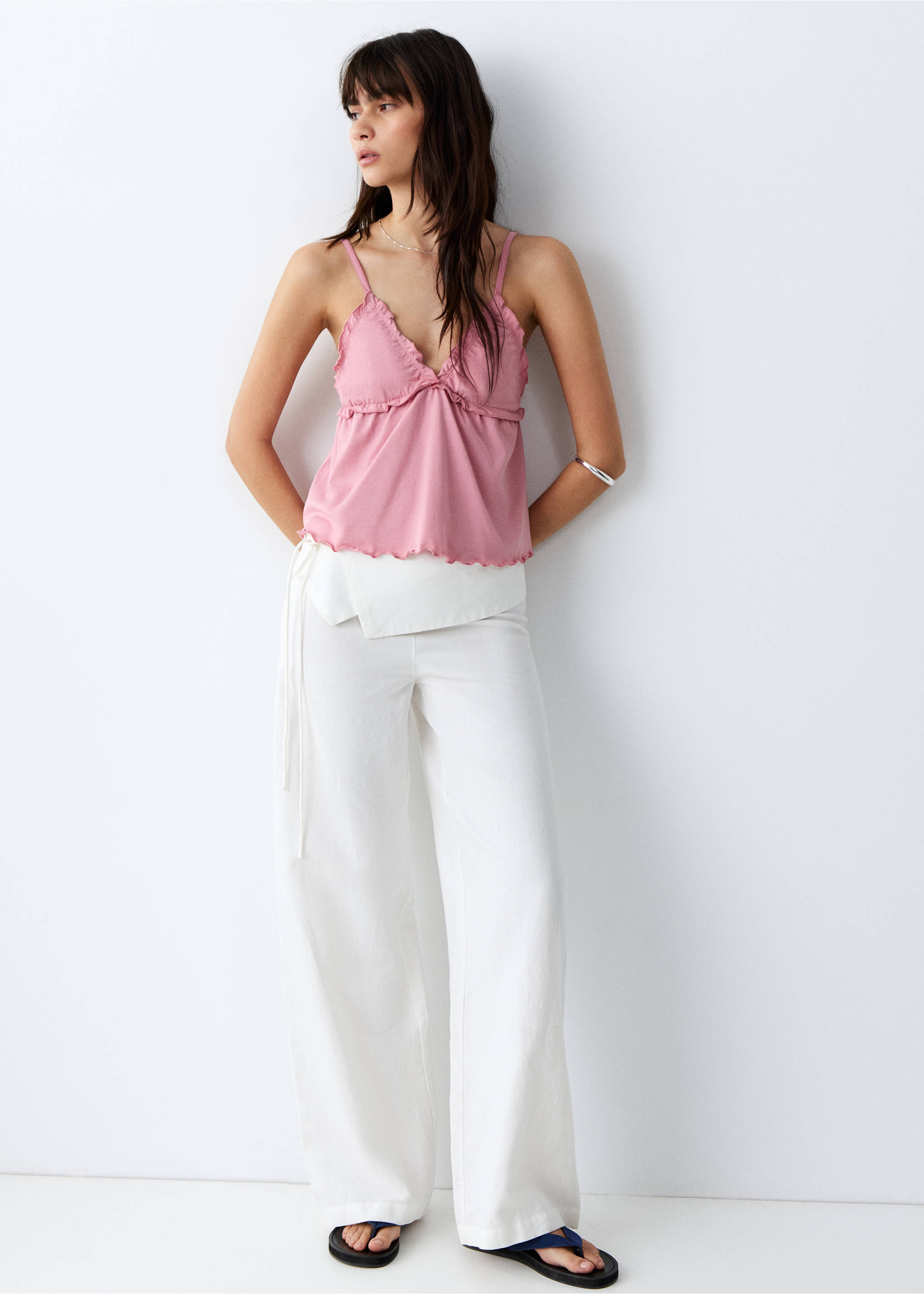 Топ памук презрамки - Обща равнина, Розово. Ref: 27026743-00.