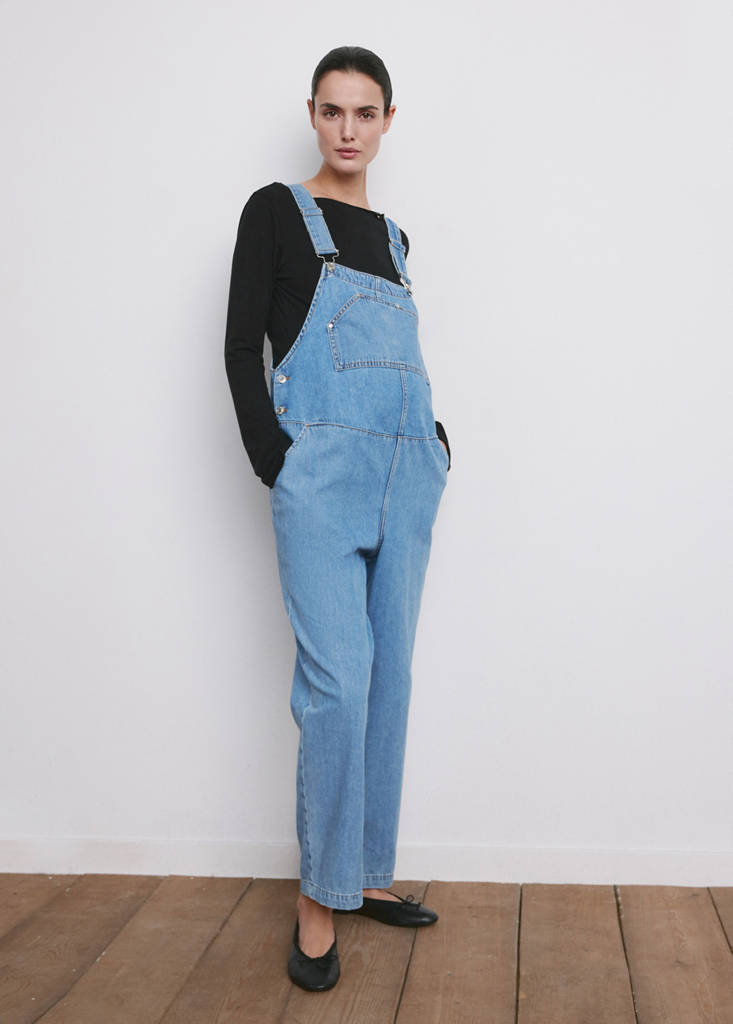 Maternity denim dungarees — Medium Blue