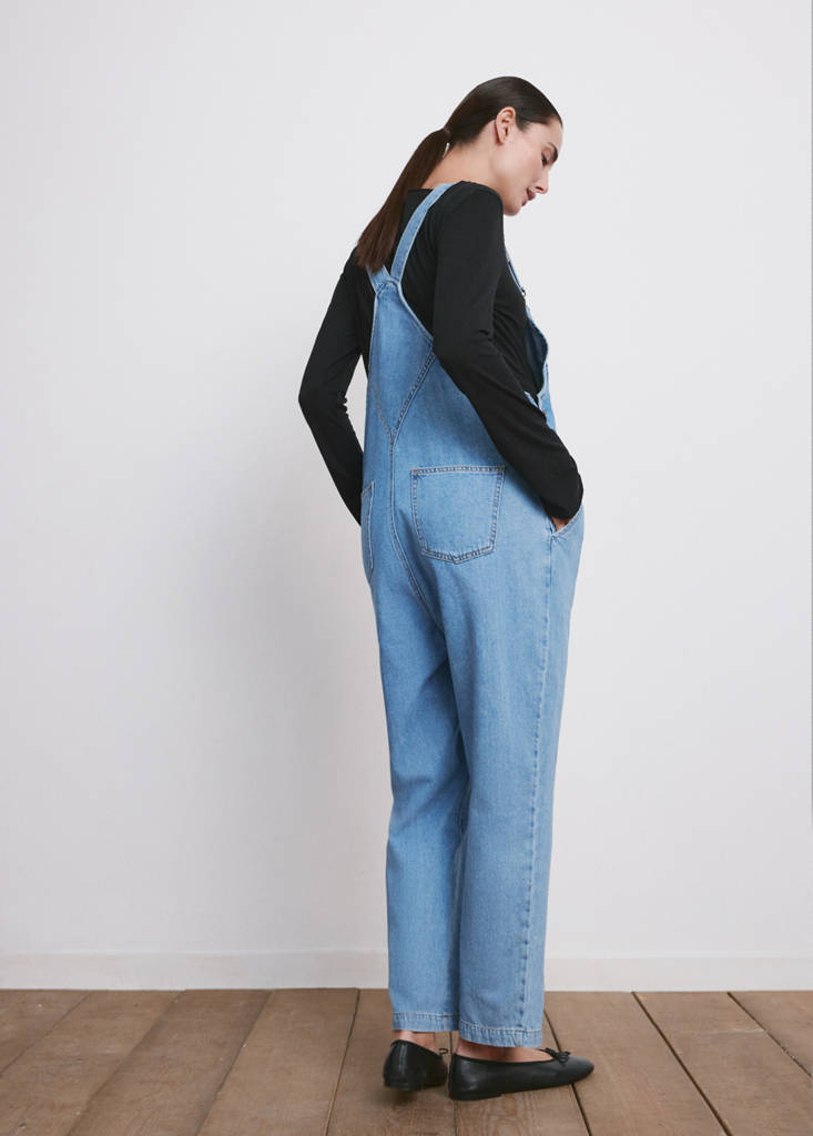 Maternity denim dungarees — Medium Blue