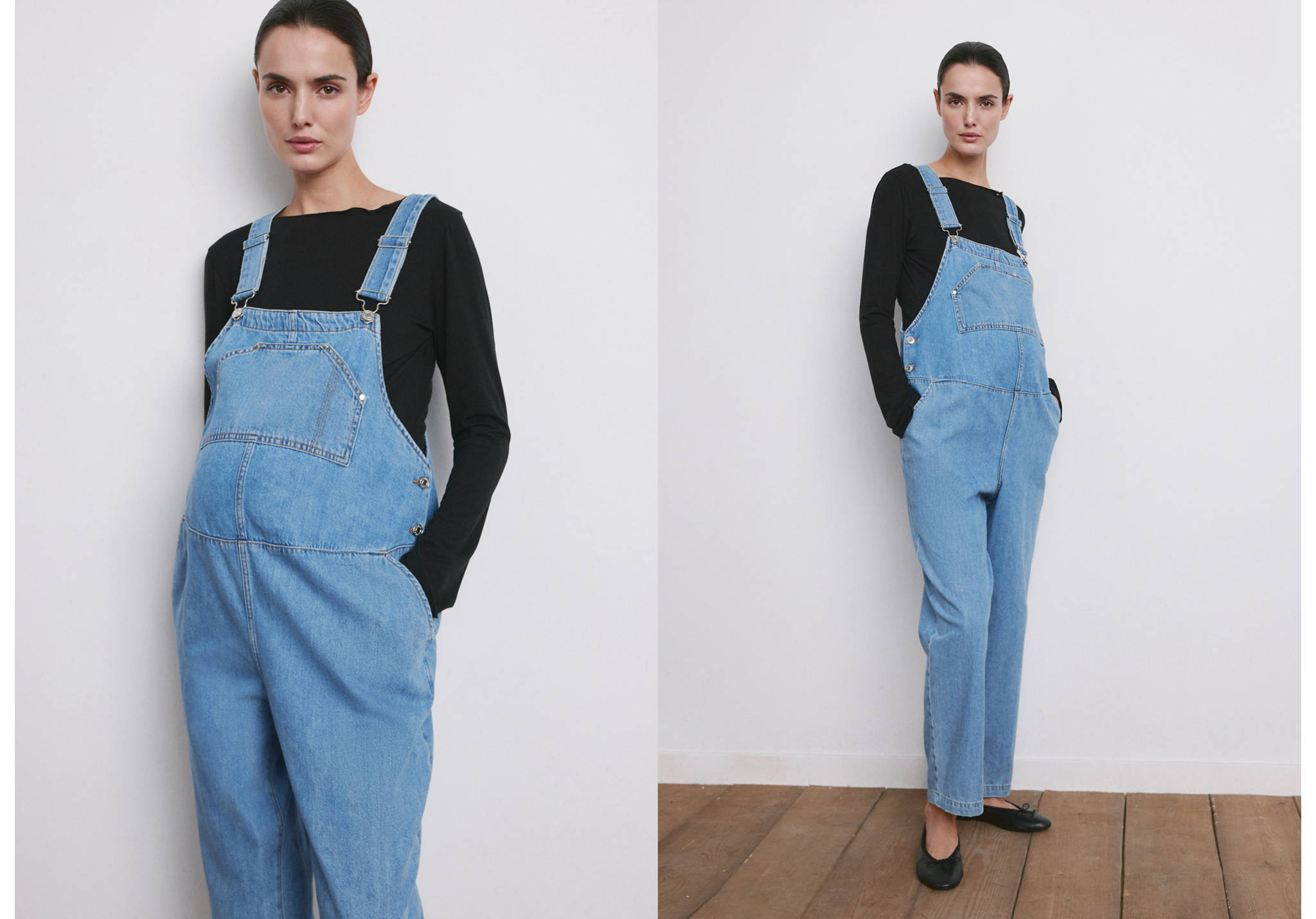 Maternity denim dungarees - Panoramic plane