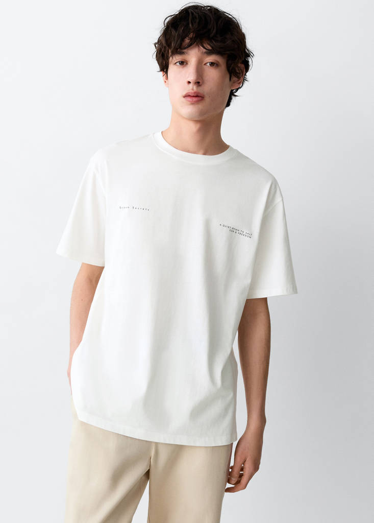 Printed cotton-blend t-shirt — Off White