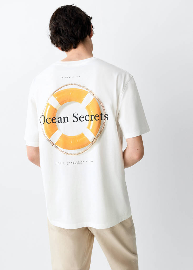 Printed cotton-blend t-shirt — Off White