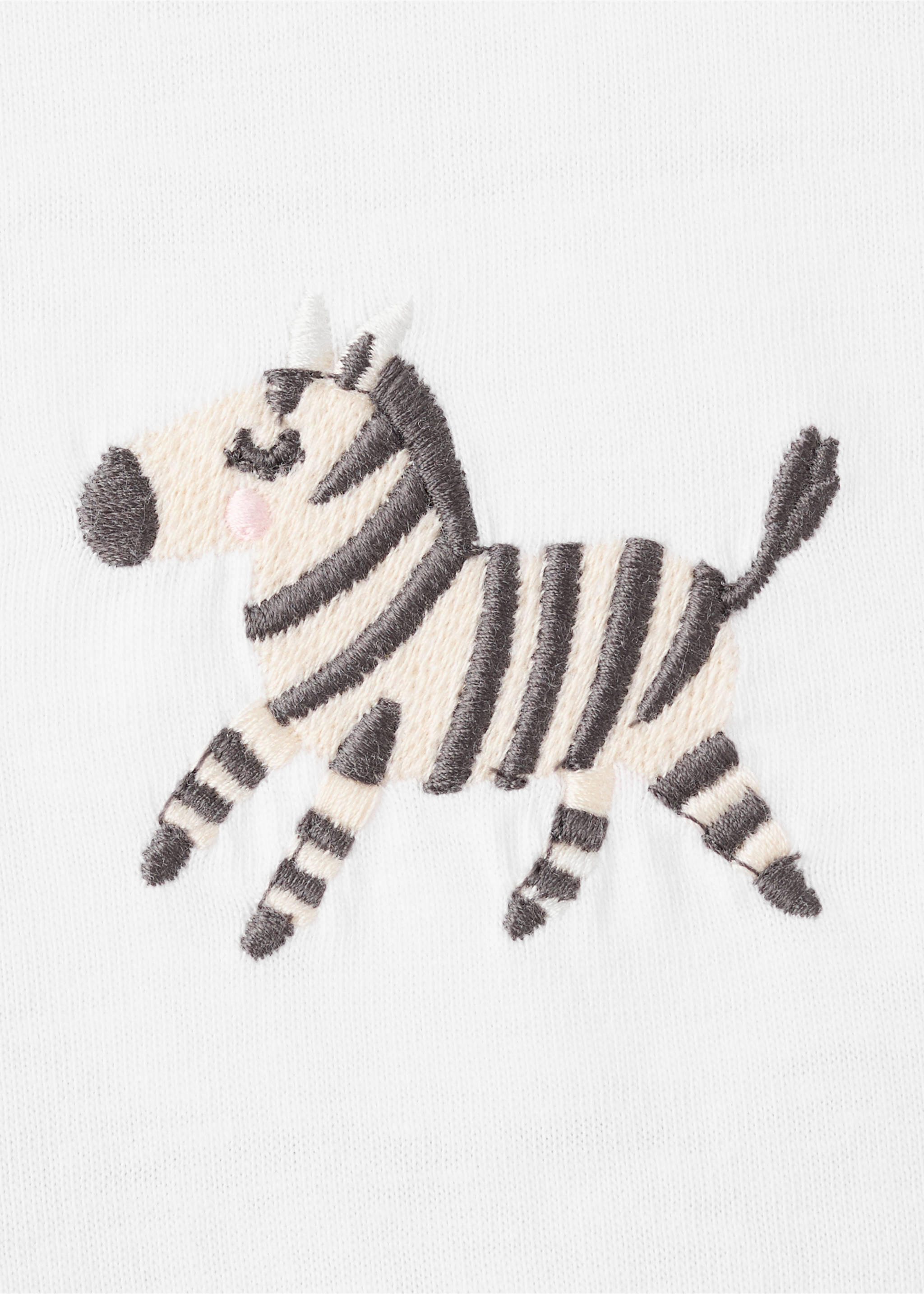 Embroidered zebra short pyjama set - Details of the article 8, Off White. Ref: 27026750-00.