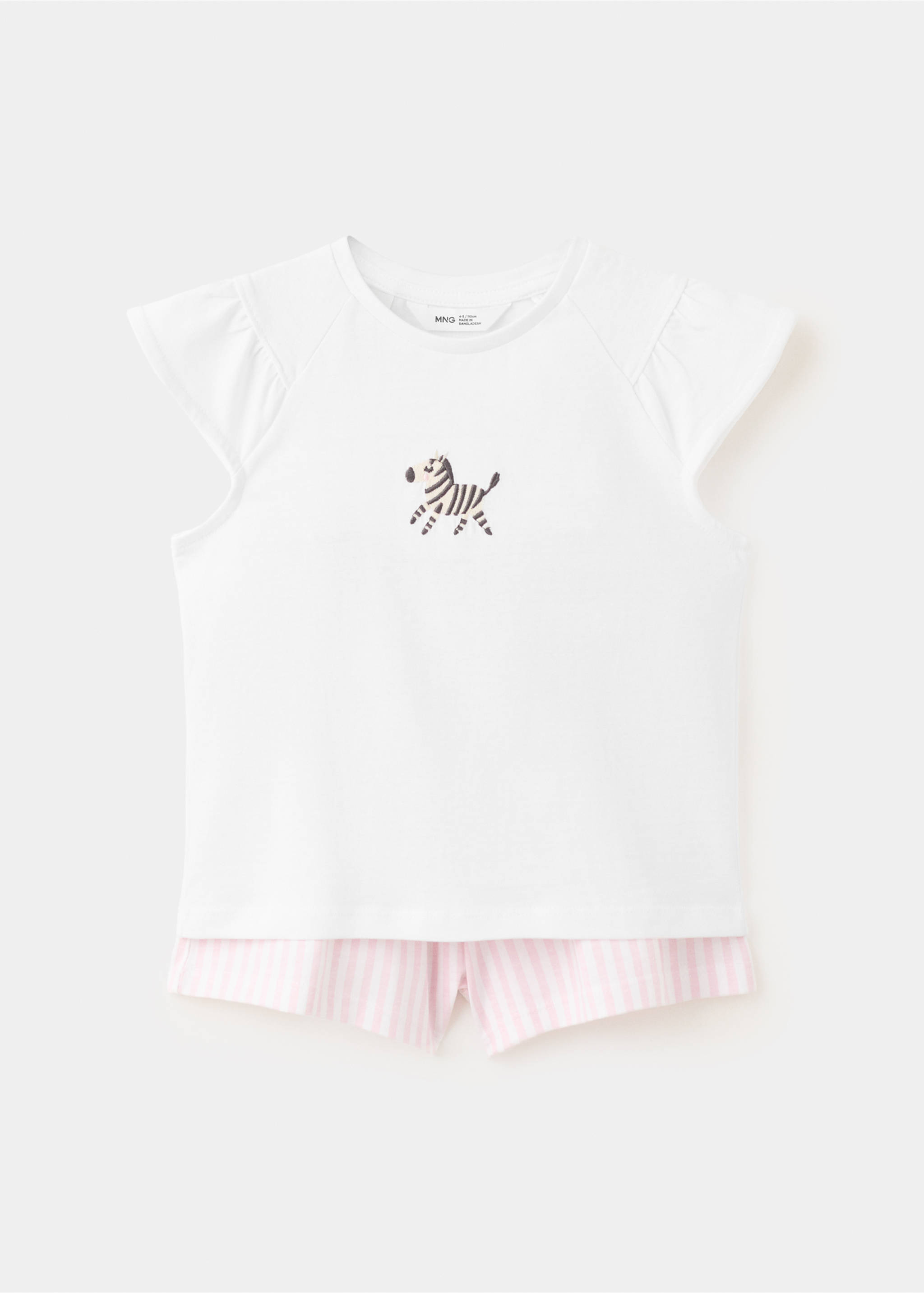 Embroidered zebra short pyjama set - Article without model, Off White. Ref: 27026750-00.