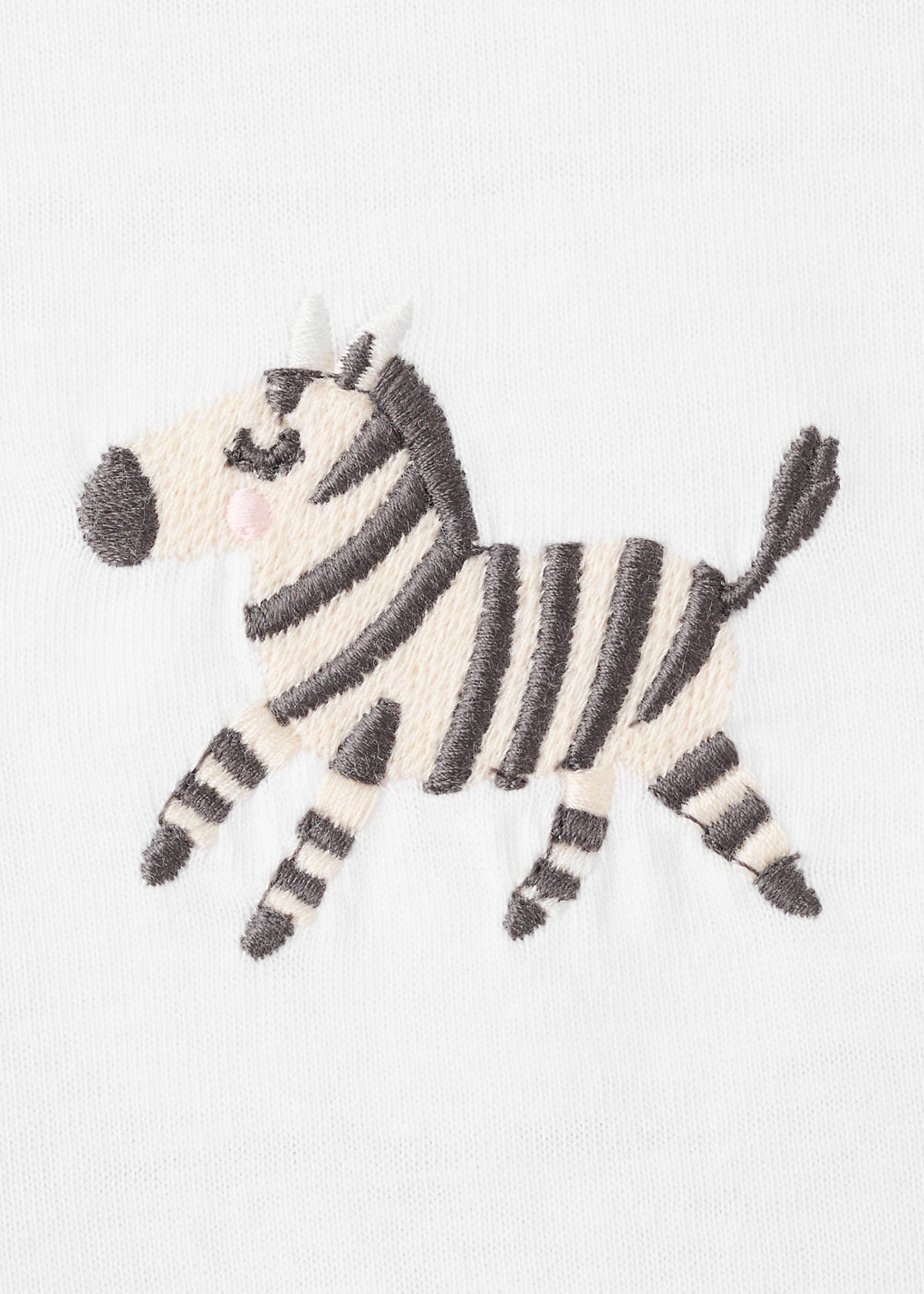 Embroidered zebra short pyjama set — Off White