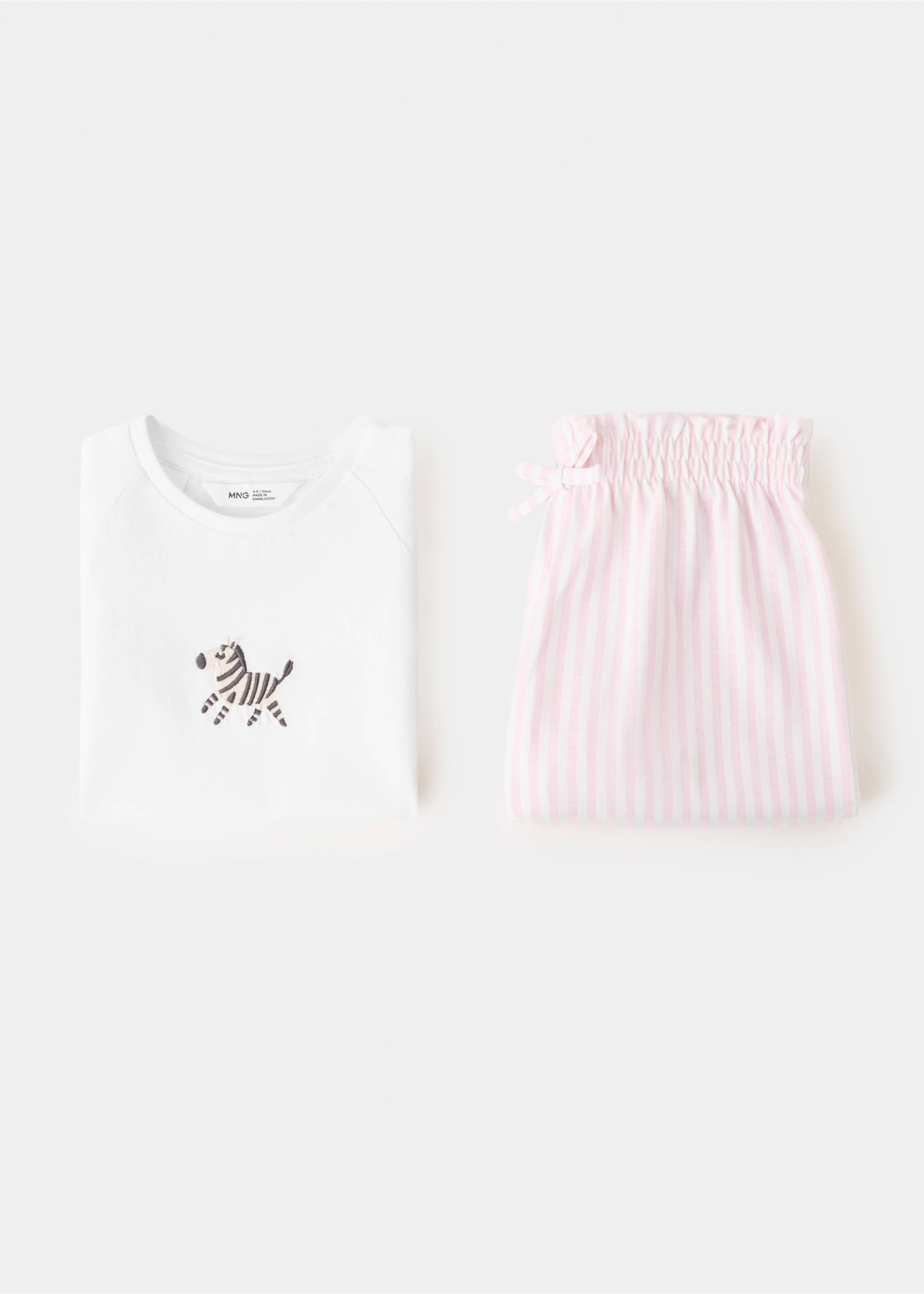 Embroidered zebra short pyjama set - Details of the article 0, Off White. Ref: 27026750-00.