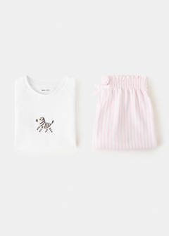 Embroidered zebra short pyjama set — Off White 6
