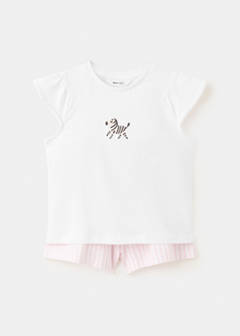 Embroidered zebra short pyjama set — Off White 1