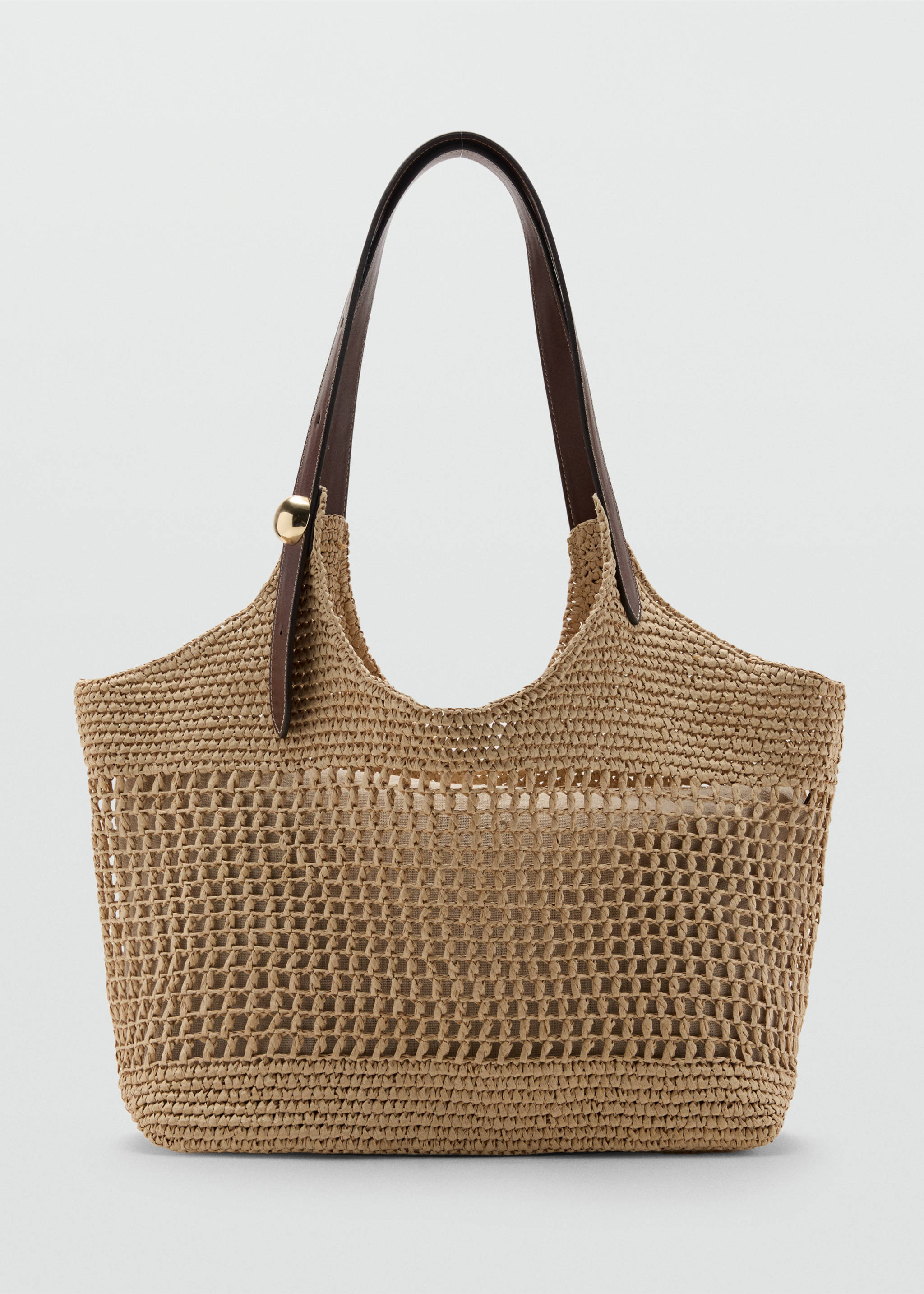 Natural fibre shopper bag with metallic detail - Article without model, Beige. Ref: 27027137-00.