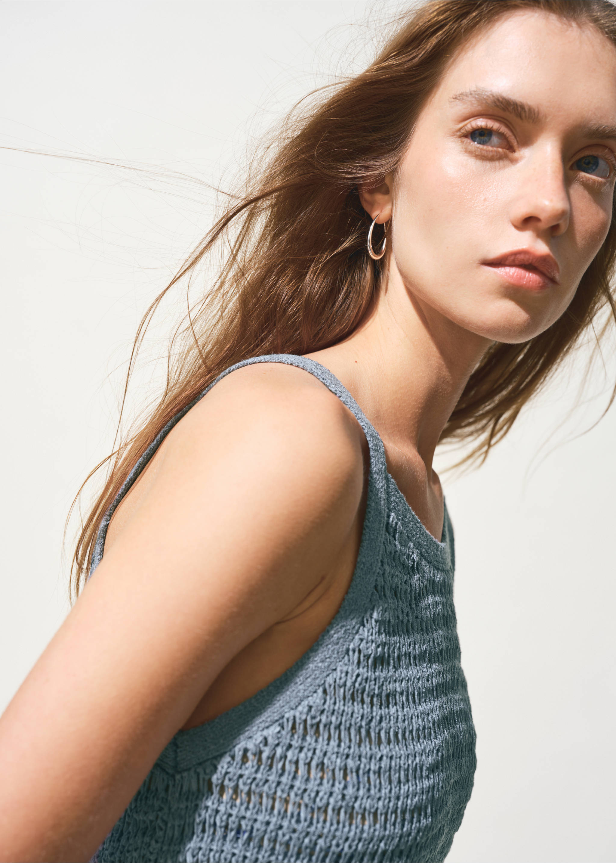 Crochet top - Details of the article 1, Blue. Ref: 27027139-00.