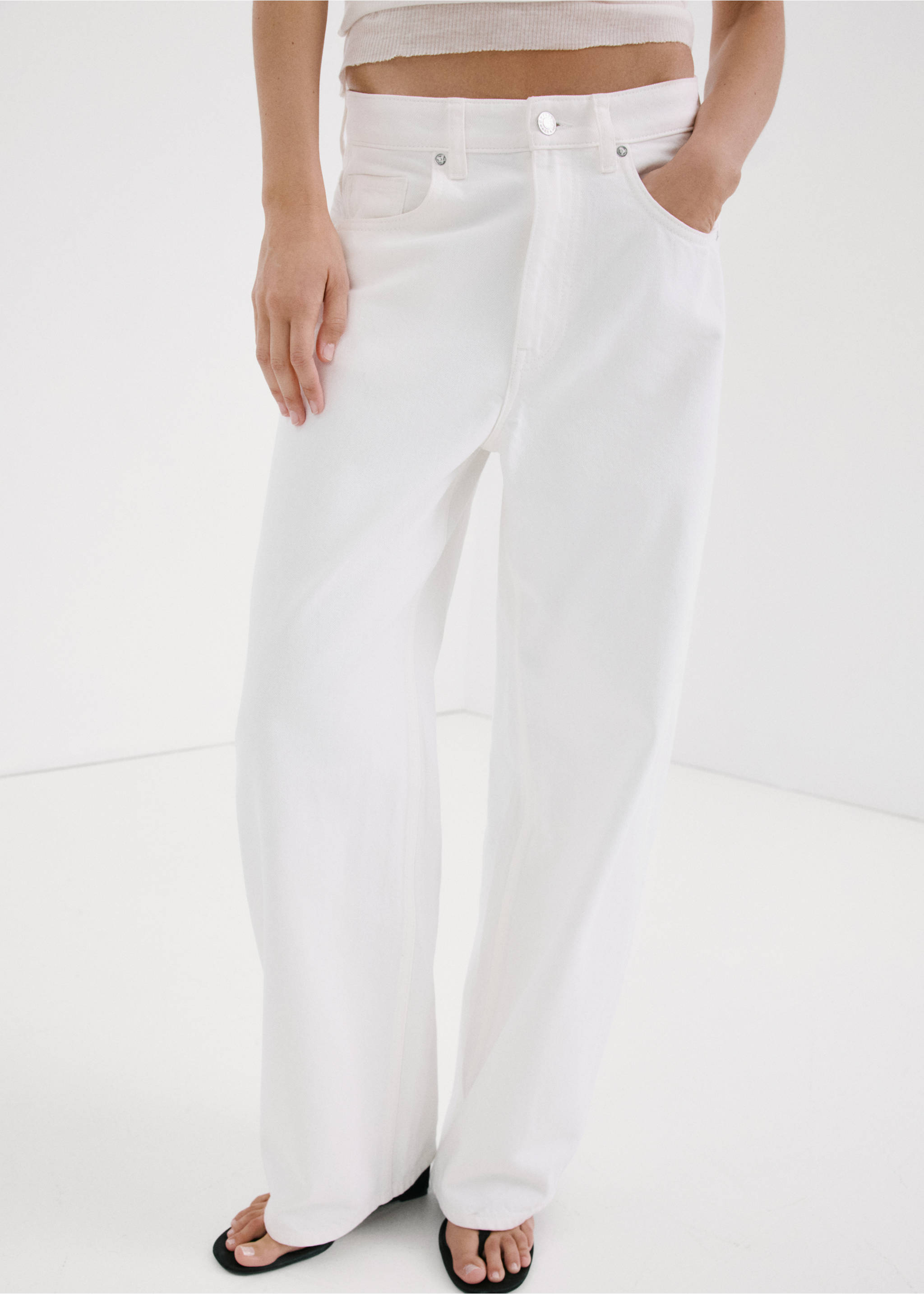 Jean balloon crop - Plan moyen, Blanc. Ref: 27027142-00.