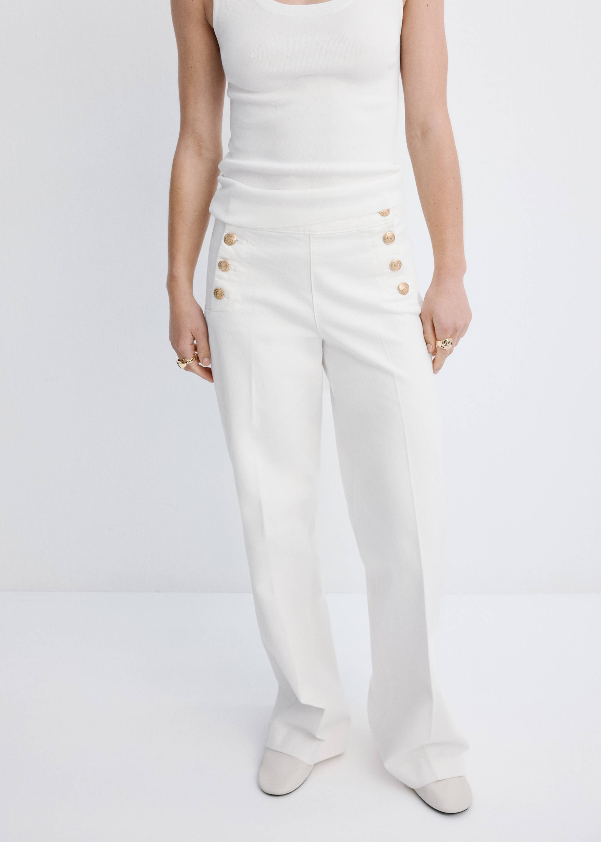 Wide-leg jeans with side buttons - Medium plane