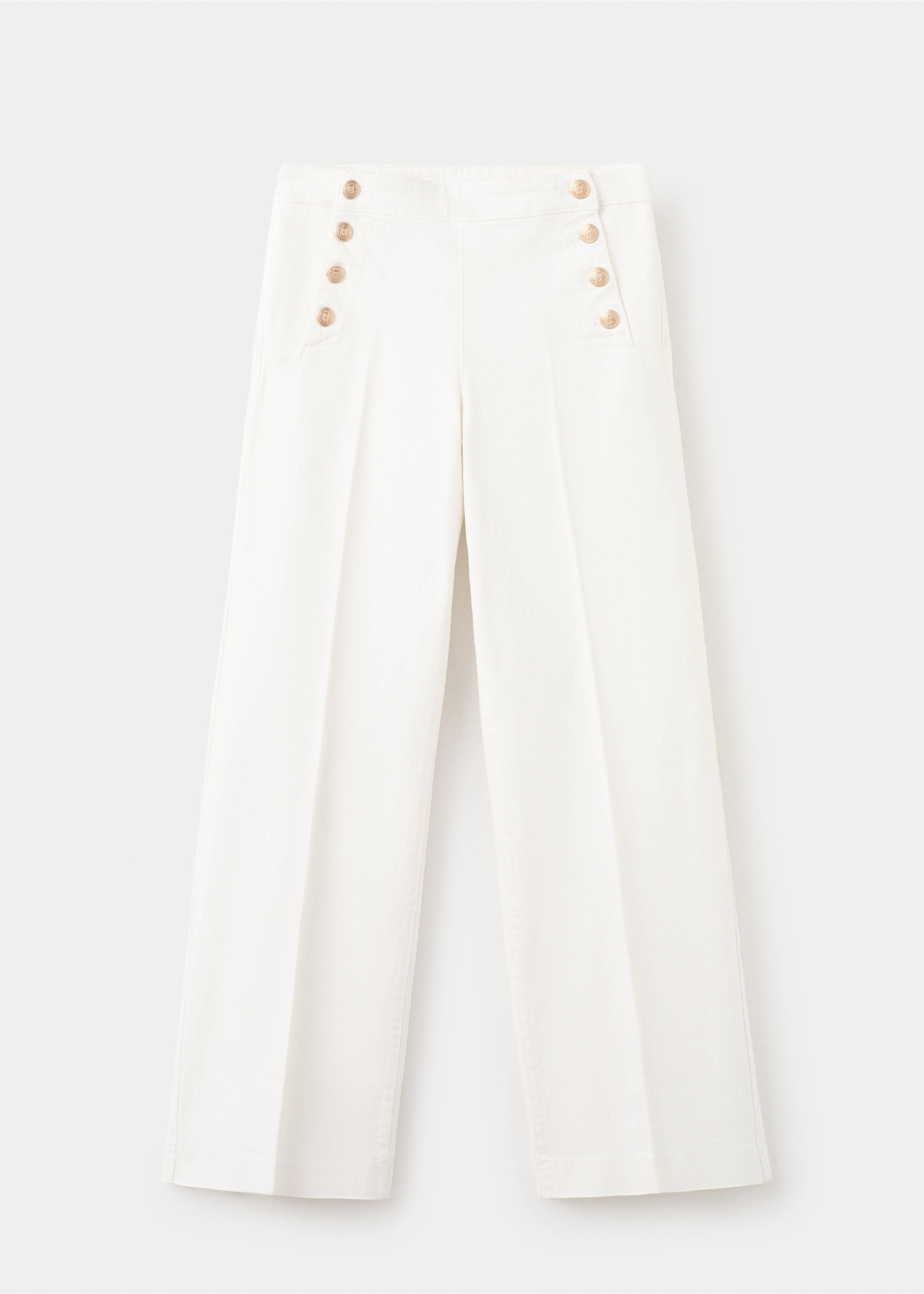 Wide-leg jeans with side buttons - Article without model, White. Ref: 27027144-00.