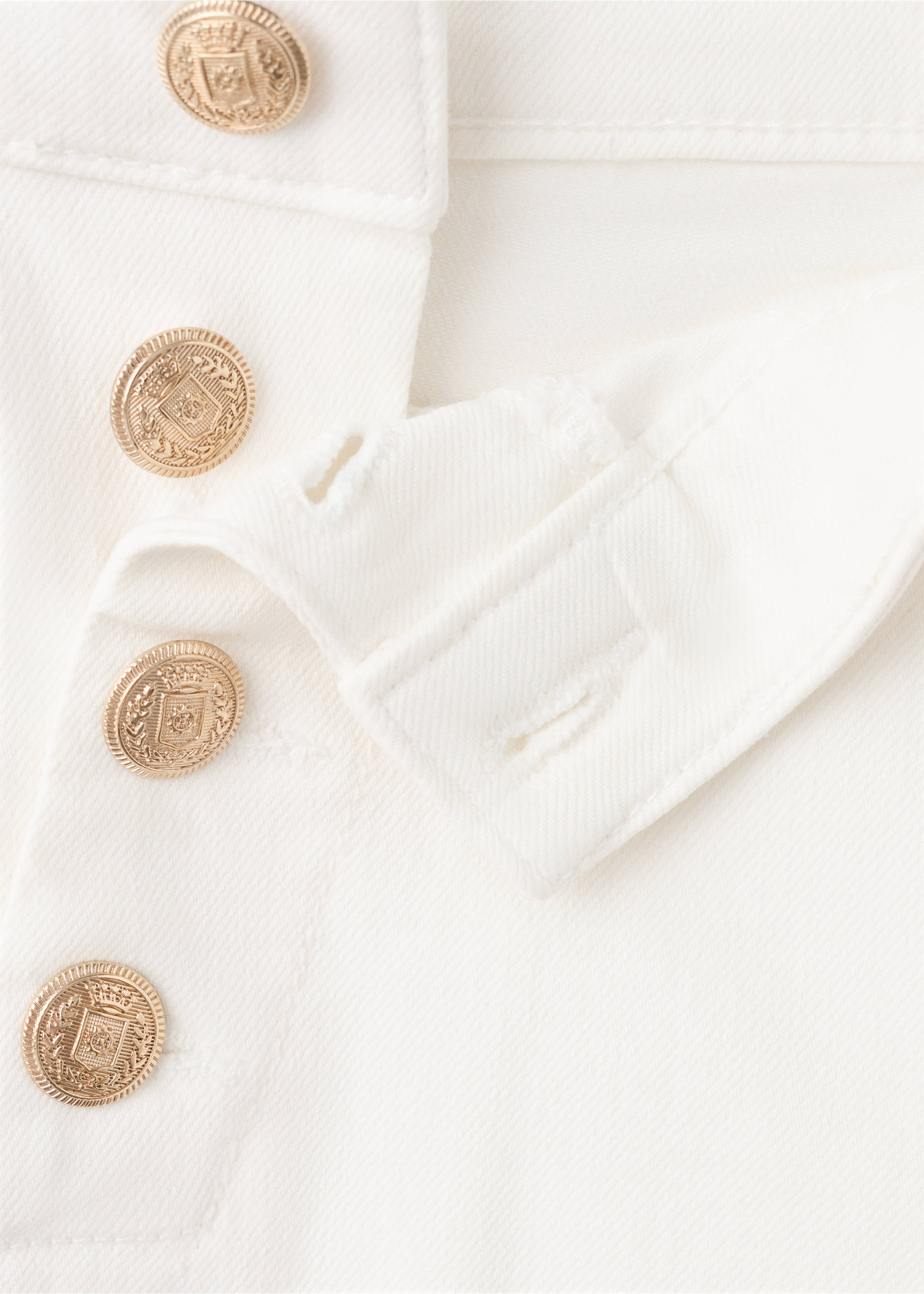 Wide-leg jeans with side buttons - Details of the article 8, White. Ref: 27027144-00.