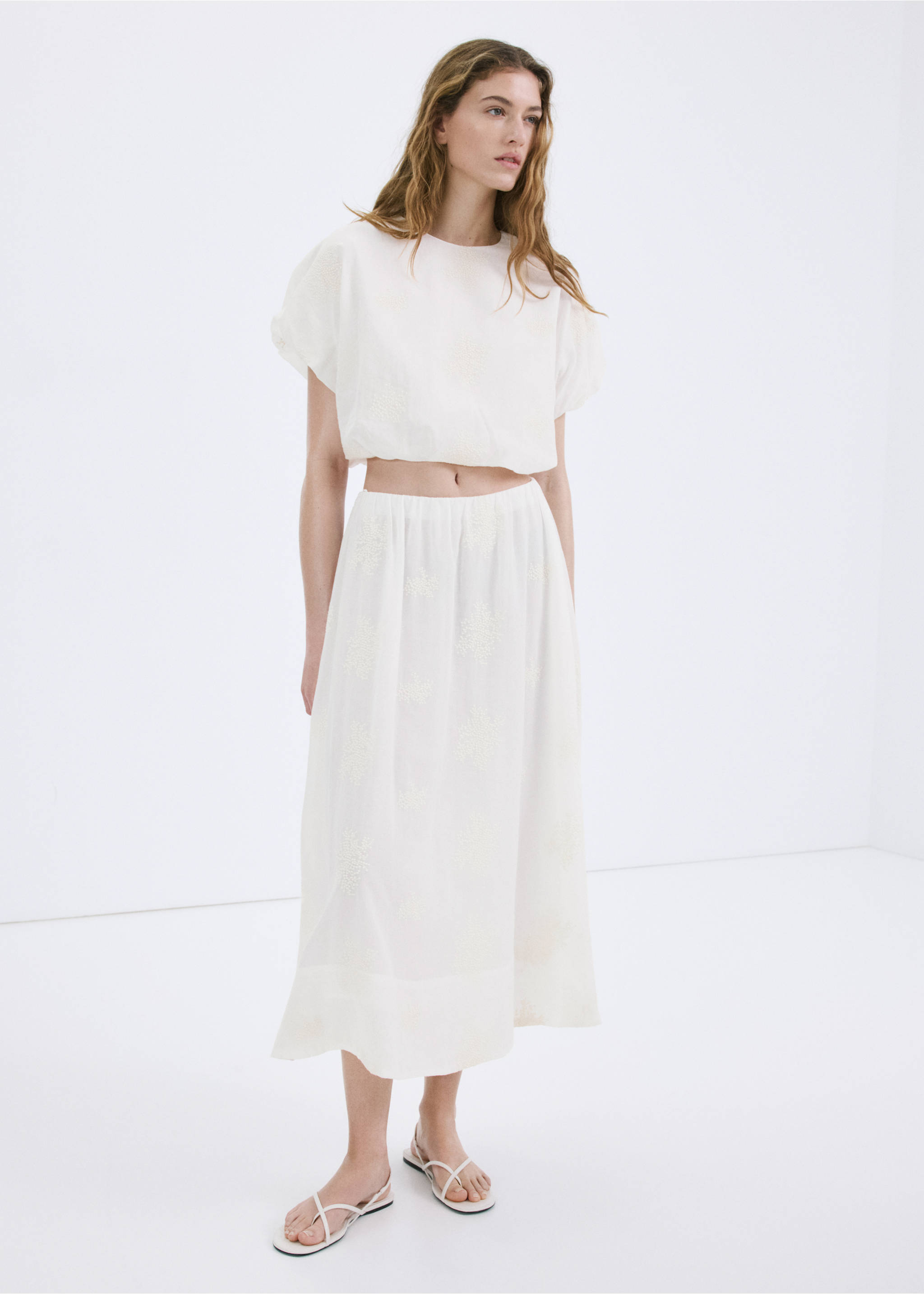 Cotton blouse with embroidered details - General plane, Ecru. Ref: 27027149-00.