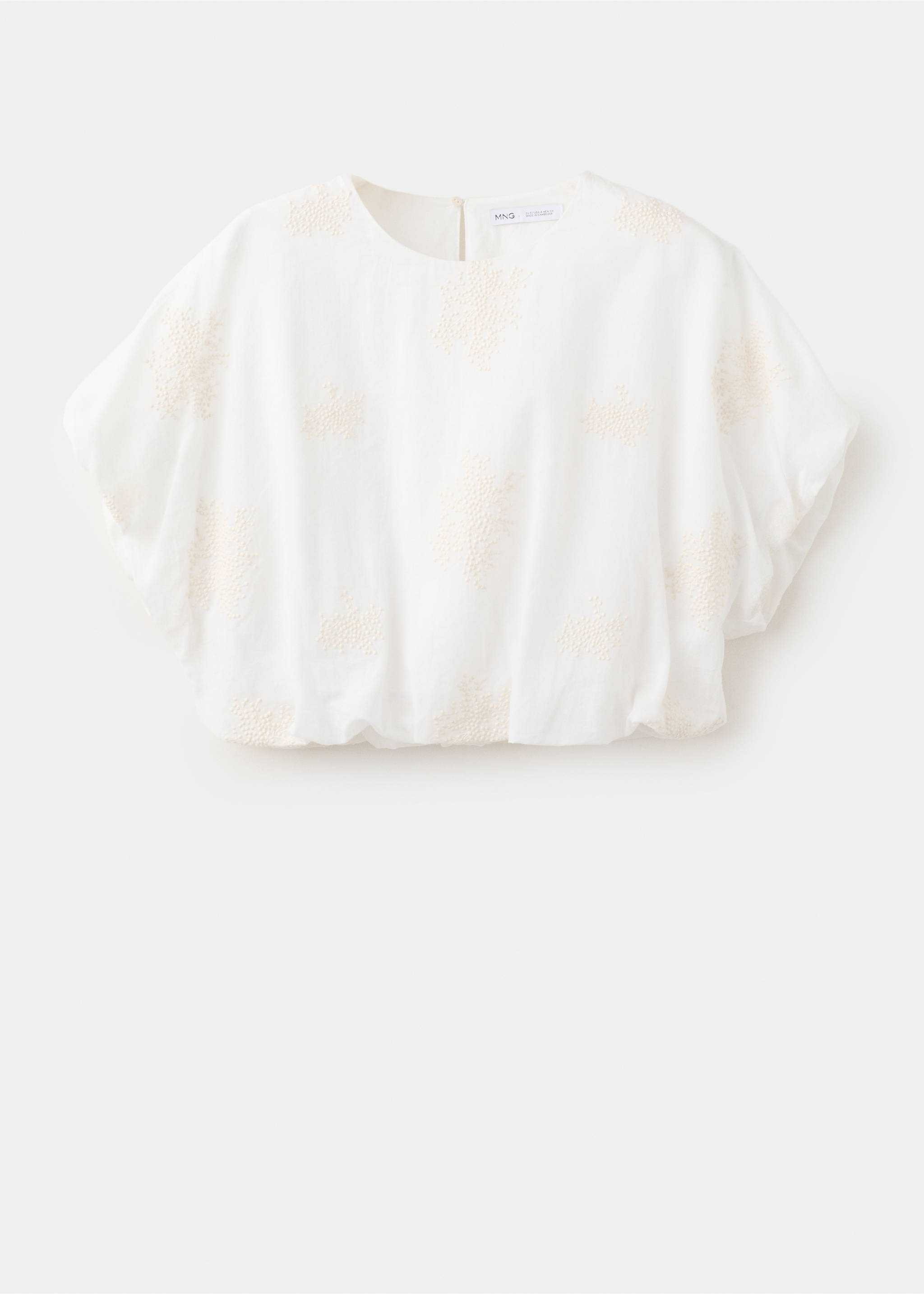 Blouse coton détails brodés - Article sans modèle, Écru. Ref: 27027149-00.