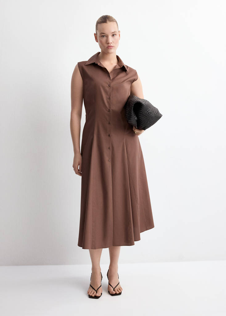 Lyocell shirt dress — Brown