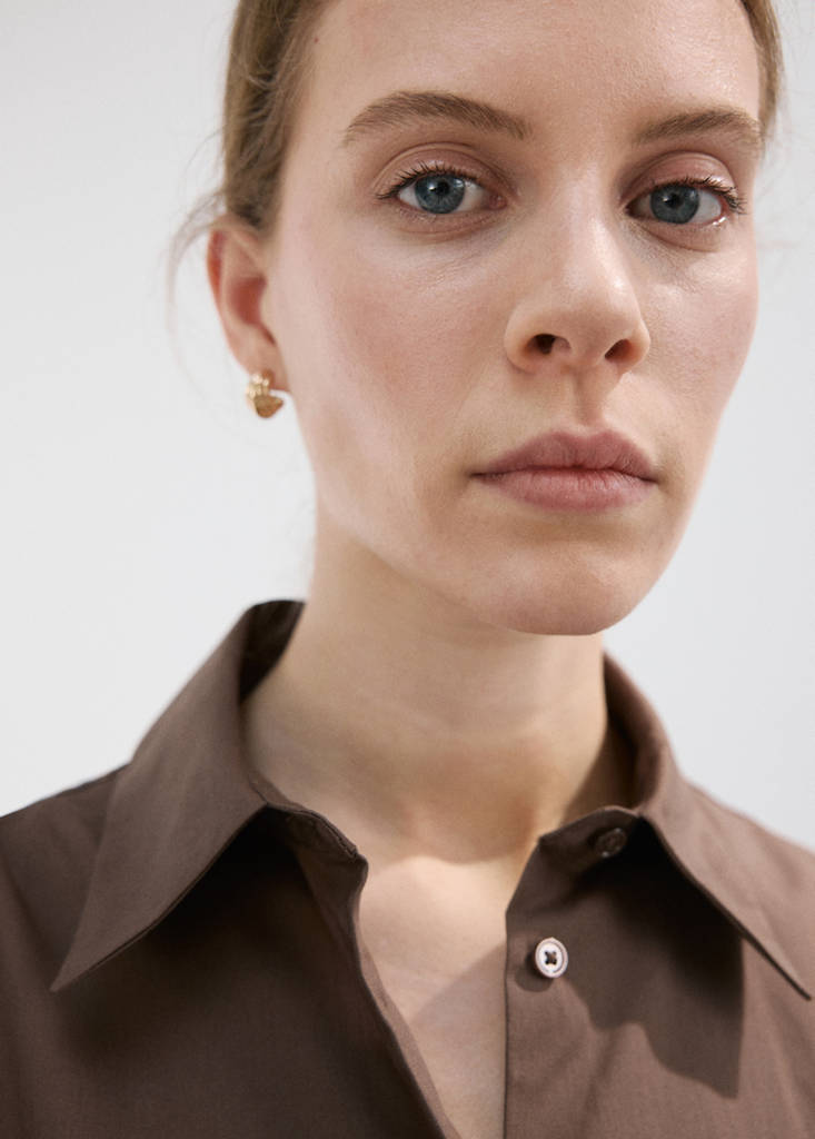 Lyocell shirt dress — Brown