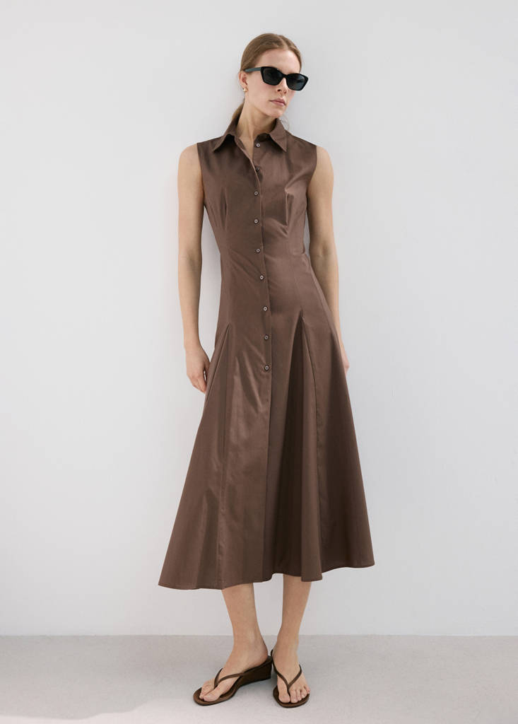Lyocell shirt dress — Brown