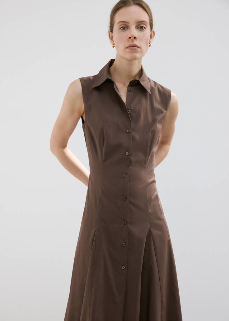 Lyocell shirt dress — Brown