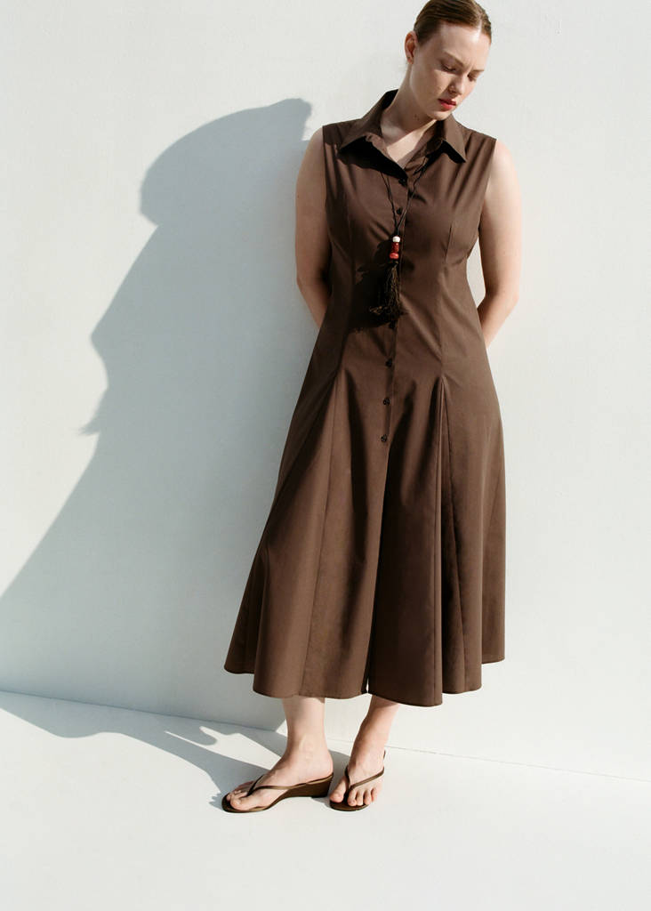 Lyocell shirt dress — Brown