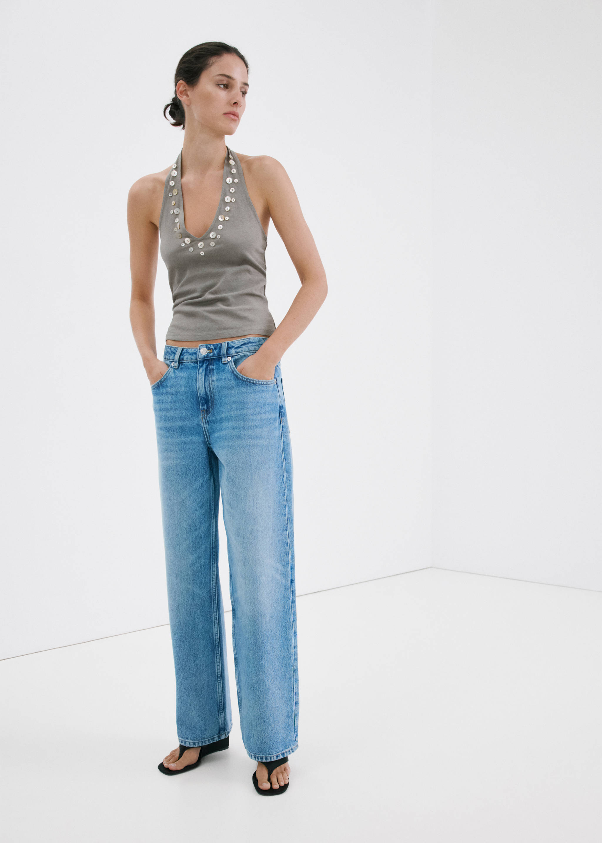 Papaya-print swimsuit - General plane