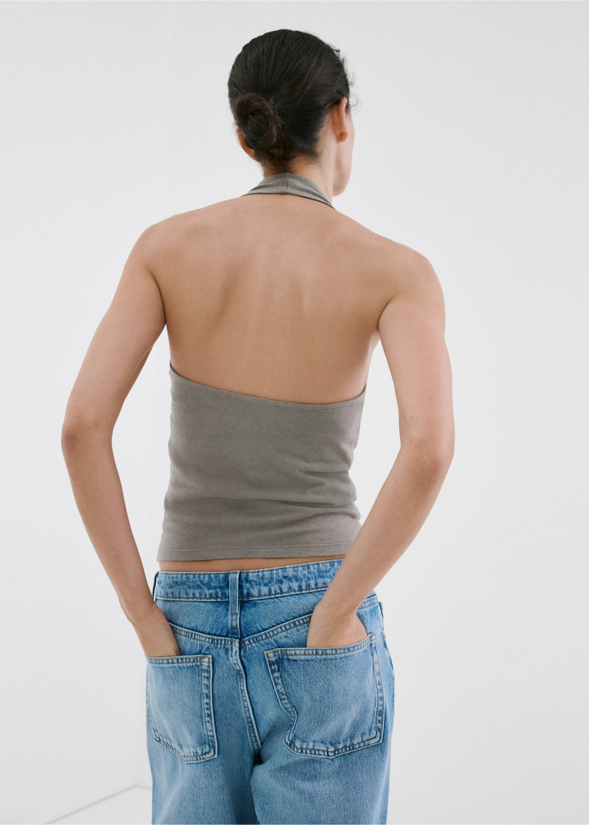 Papaya-print swimsuit - Reverse of the article, Grey. Ref: 27027154-00.