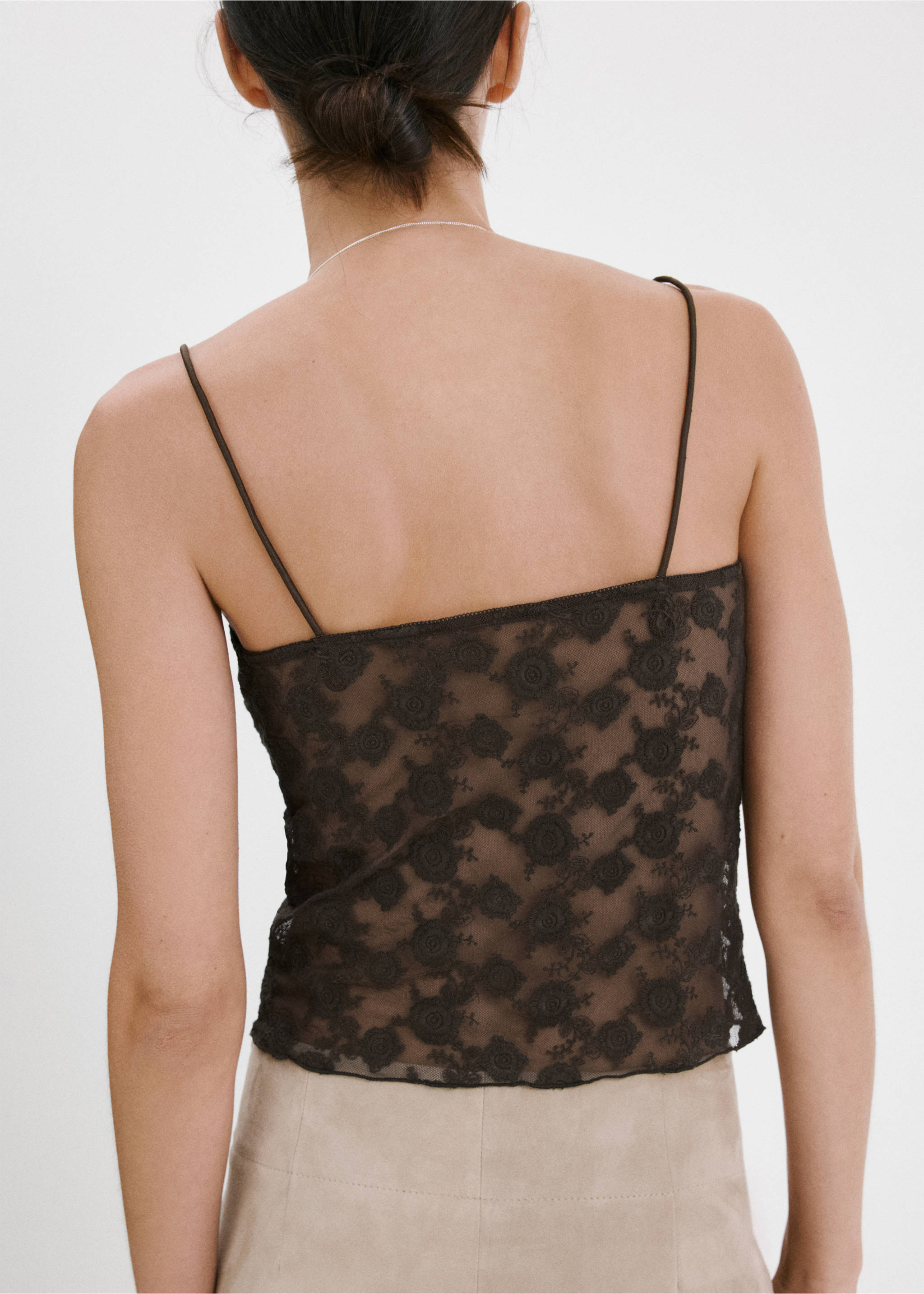 Топ с кружевом - Обратная сторона изделия, Хаки. Ref: 27027155-00.
