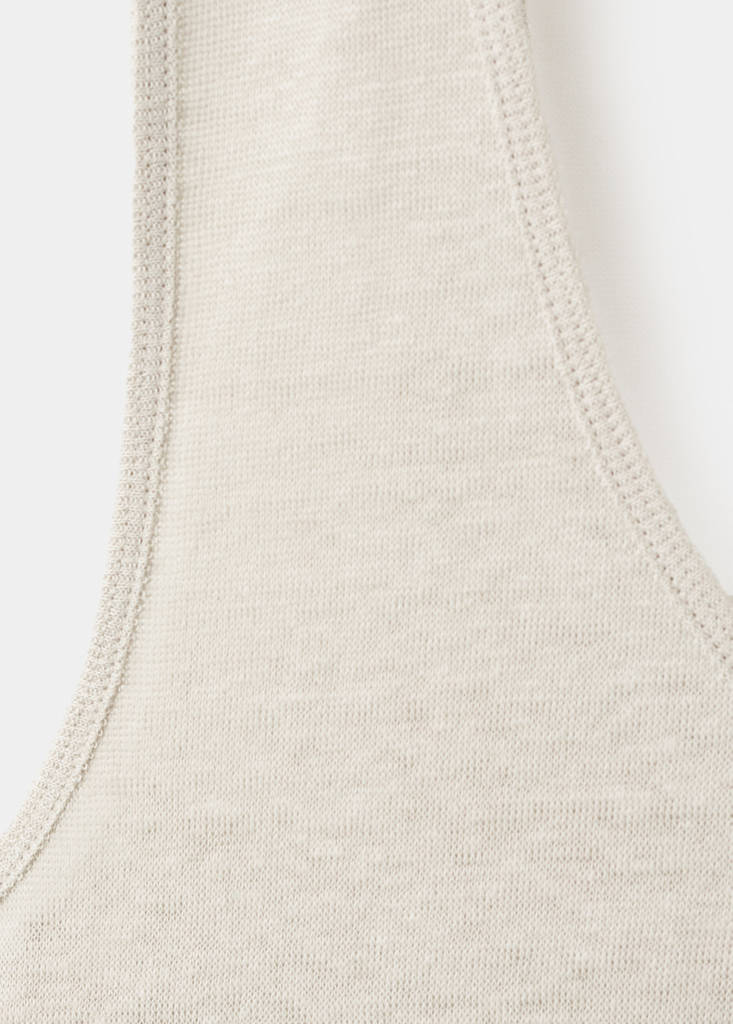 Linen top with round neckline — Light/Pastel Grey