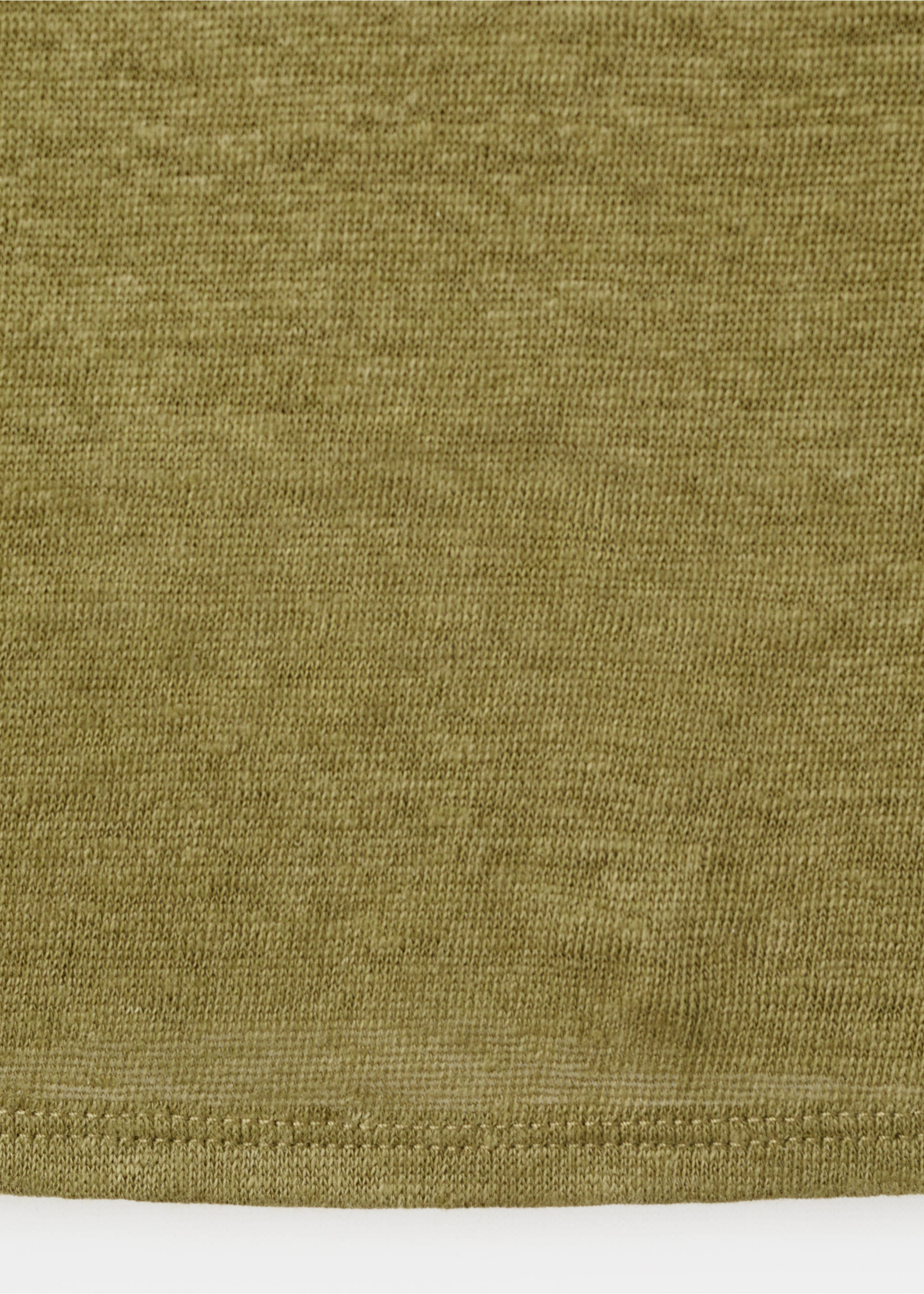 Linen top with round neckline - Details of the article 0, Olive Green. Ref: 27027156-00.