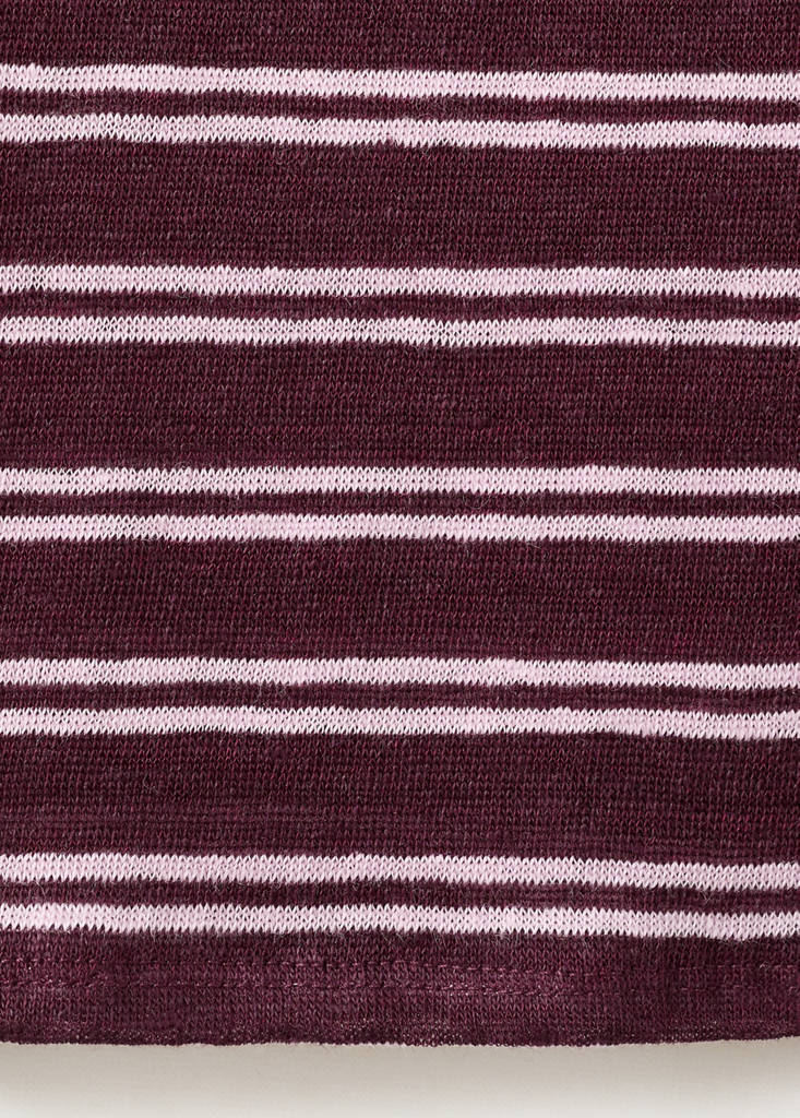 Linen top with round neckline — Maroon