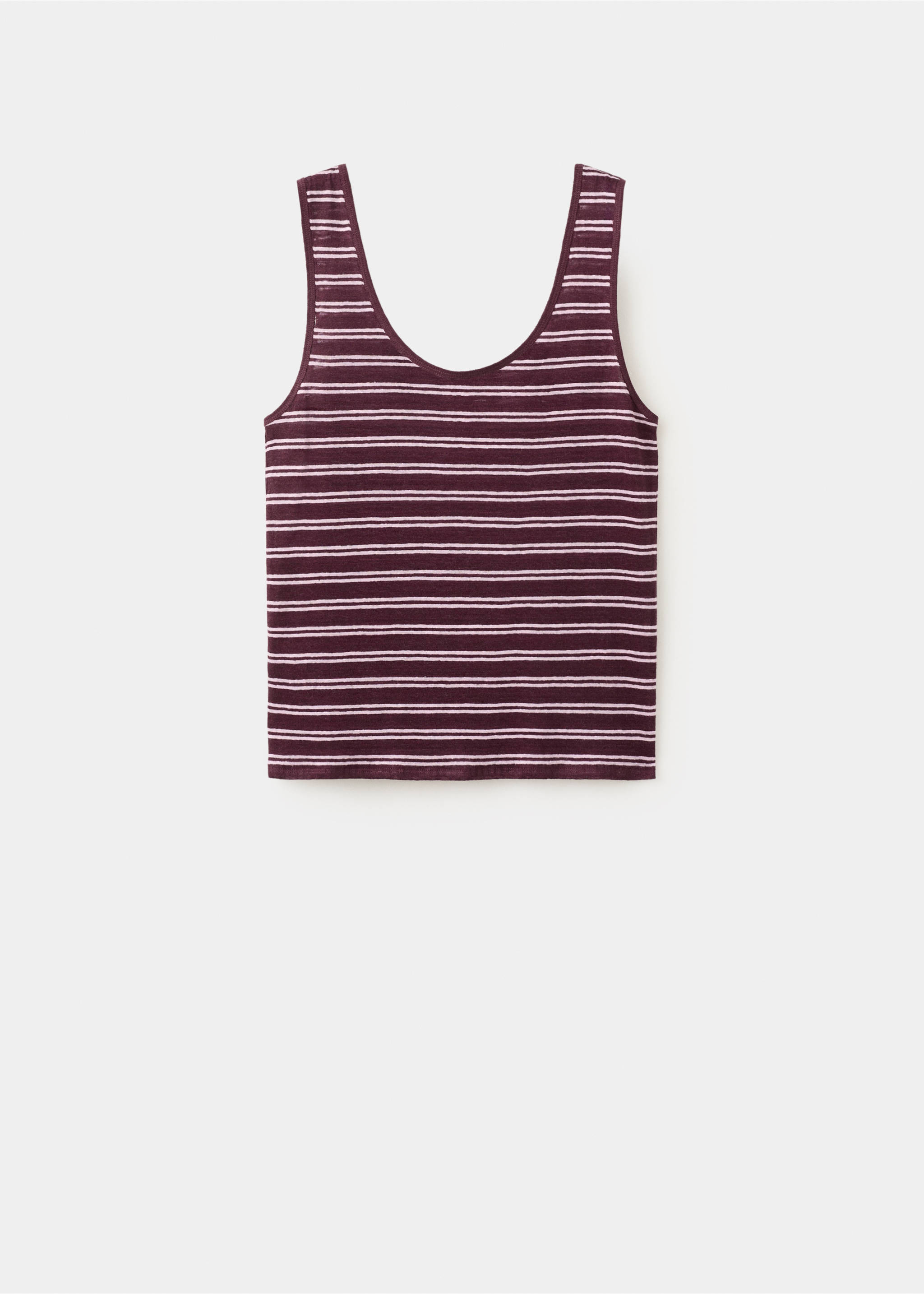 Linen top with round neckline - Article without model, Maroon. Ref: 27027156-00.