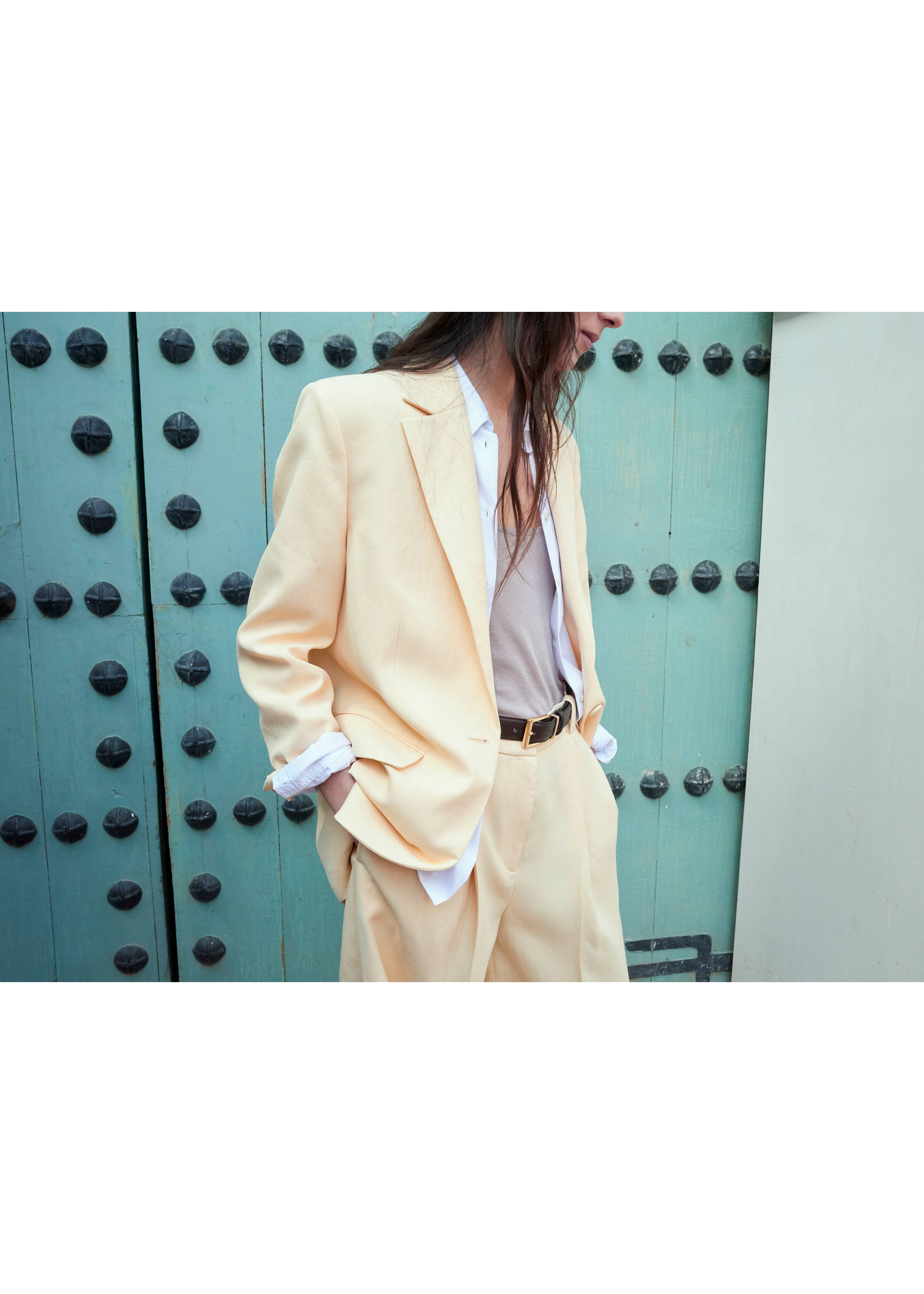 Blazer costume lin - Plan moyen, Jaune. Ref: 27027160-00.