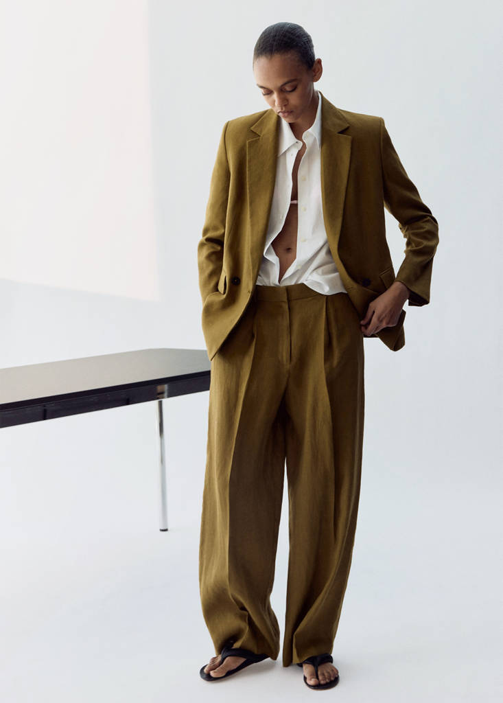Linen suit jacket — Olive Green