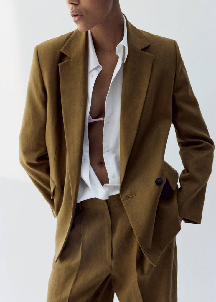 Linen suit jacket — Olive Green