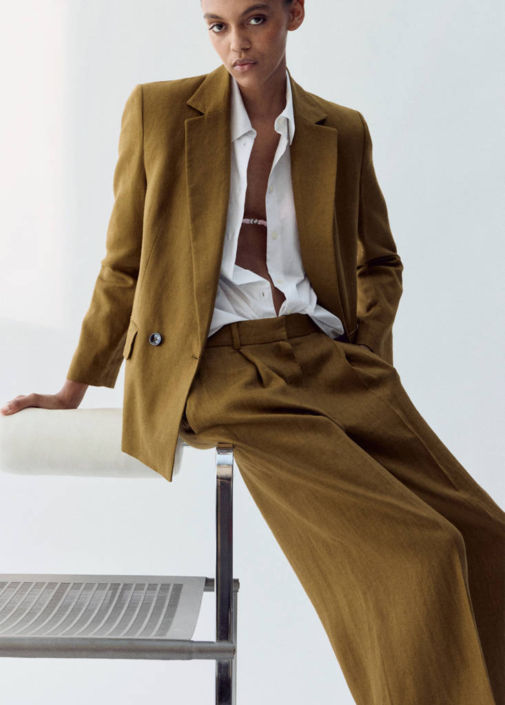 Linen suit jacket — Olive Green