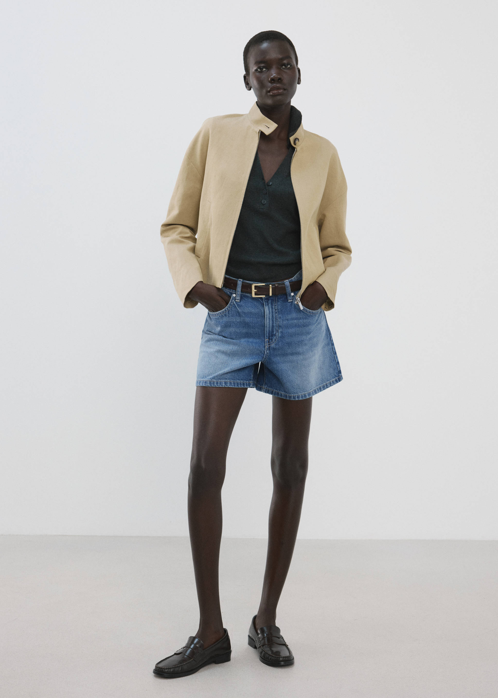 Shorts en denim droits taille moyenne - Plan général